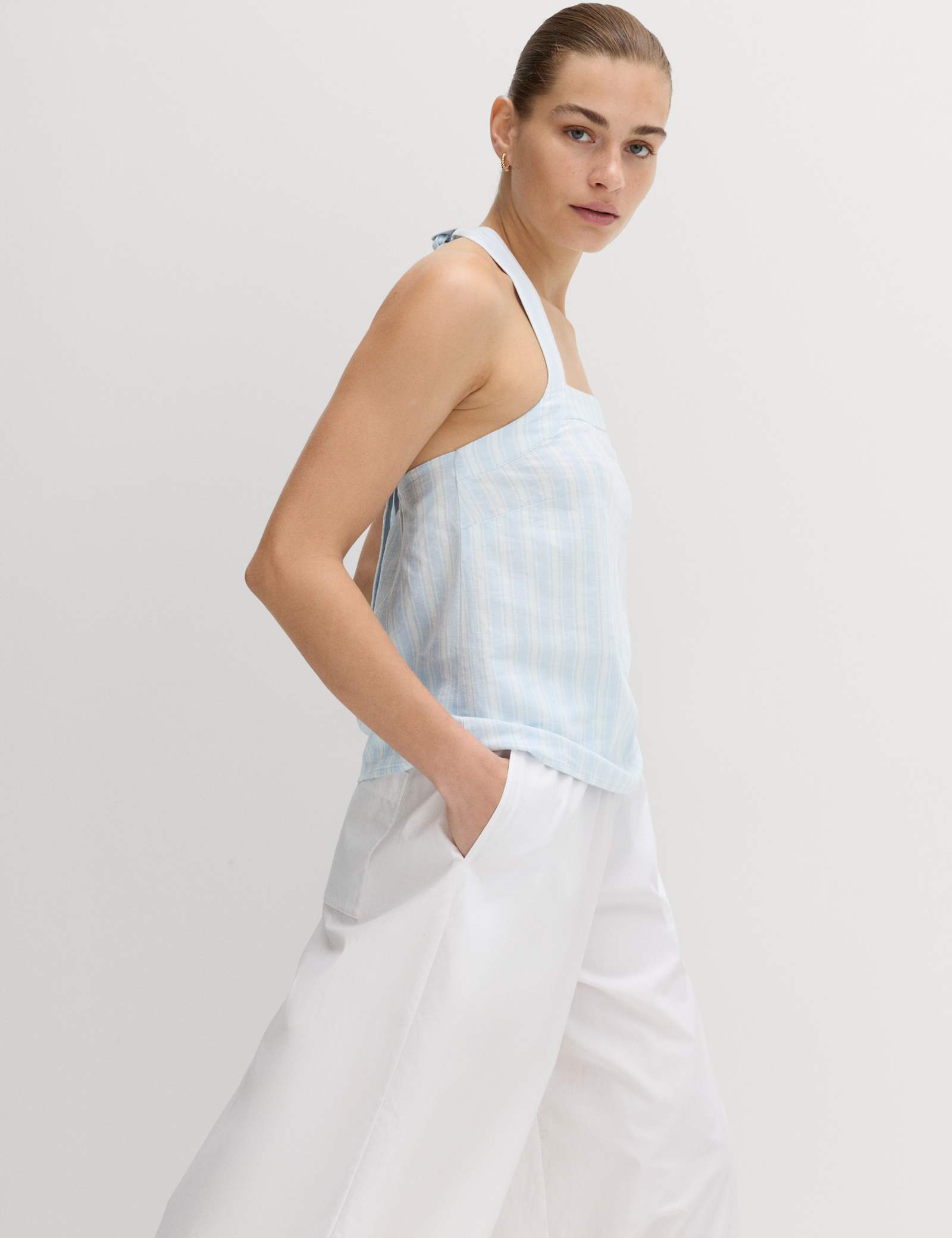 Linen Rich Printed Halter Neck Top - image 2