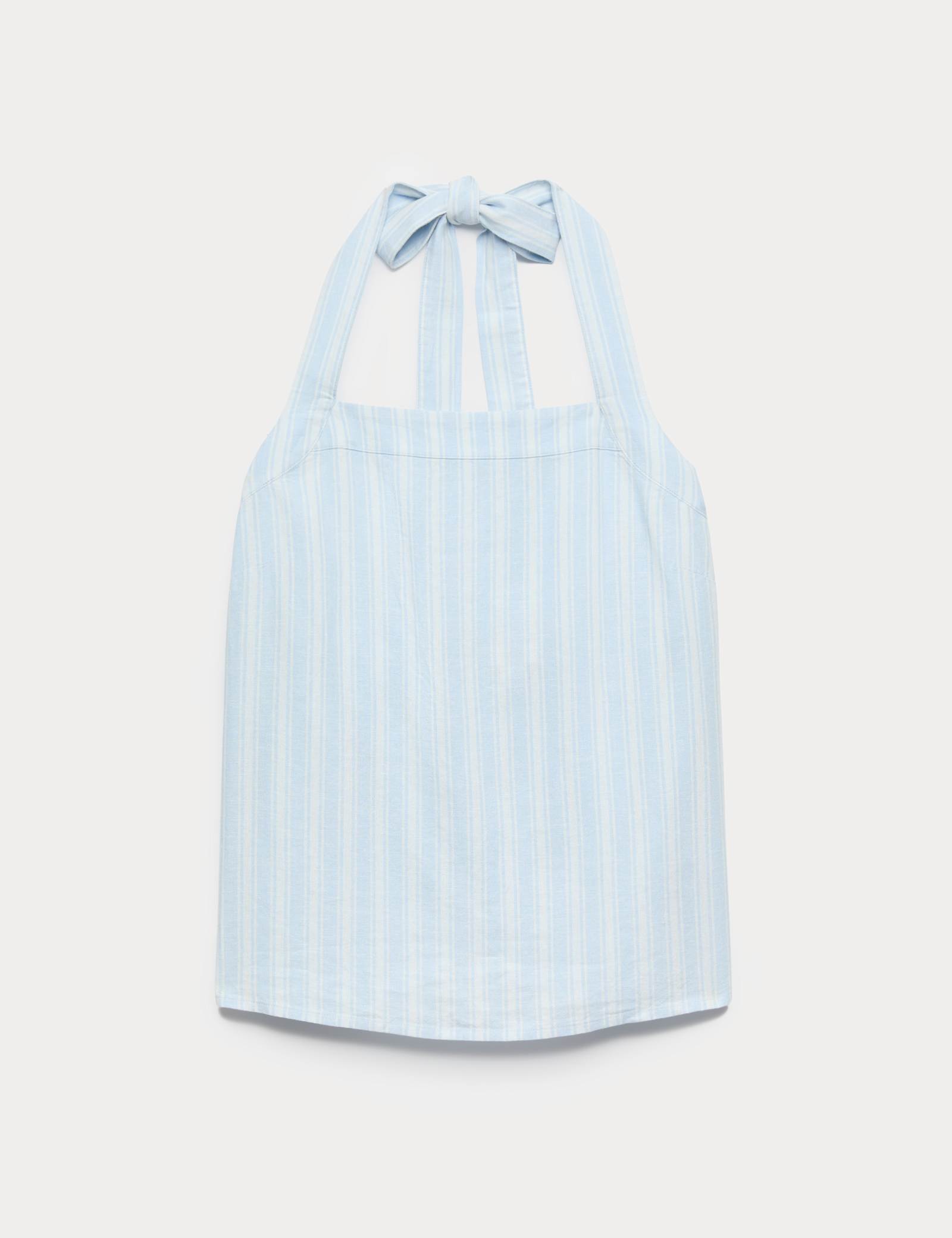 Linen Rich Printed Halter Neck Top - image 1