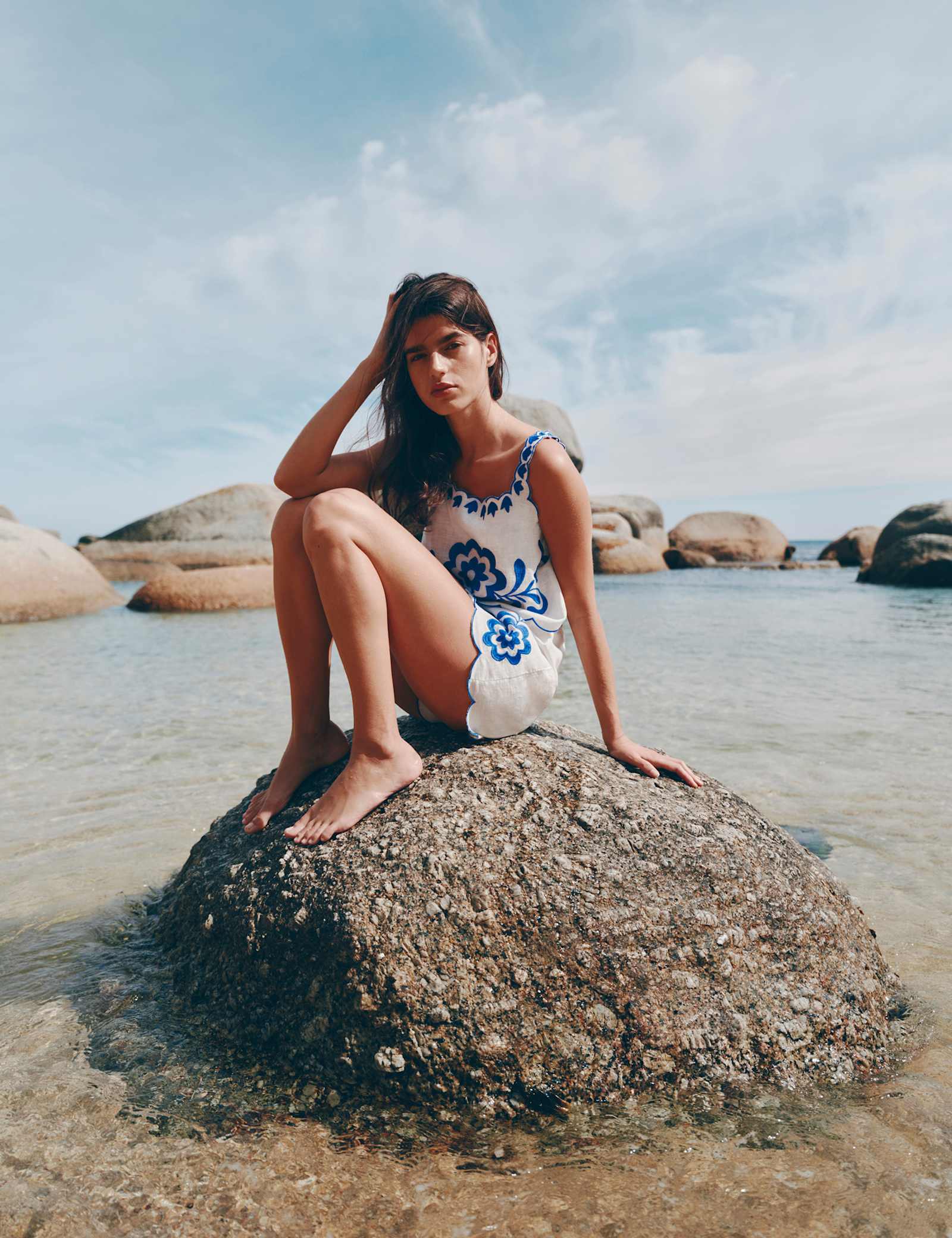 Pure Cotton Embroidered Beach Vest Top - image 2