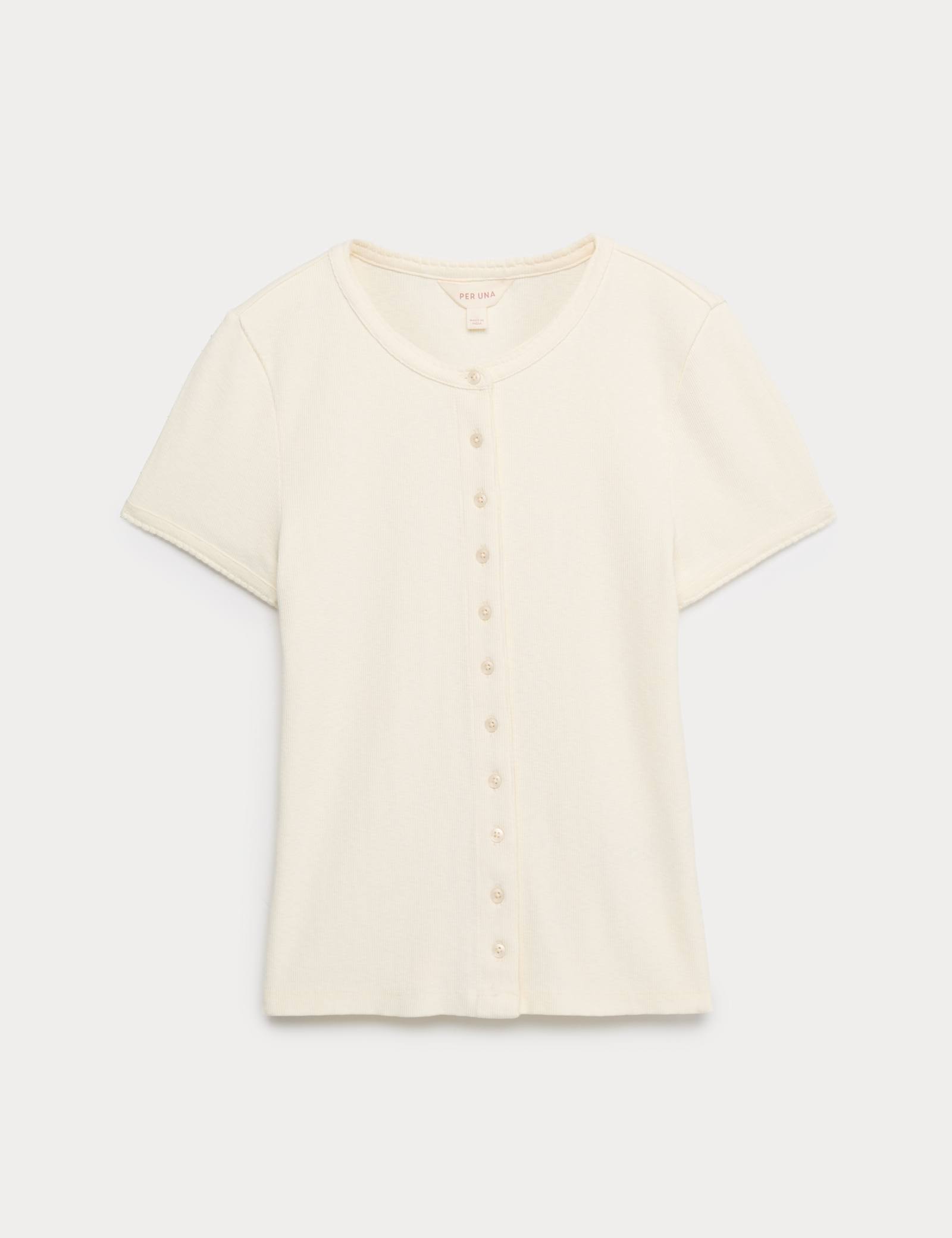 Cotton Rich Ribbed Button Front Top - image 2