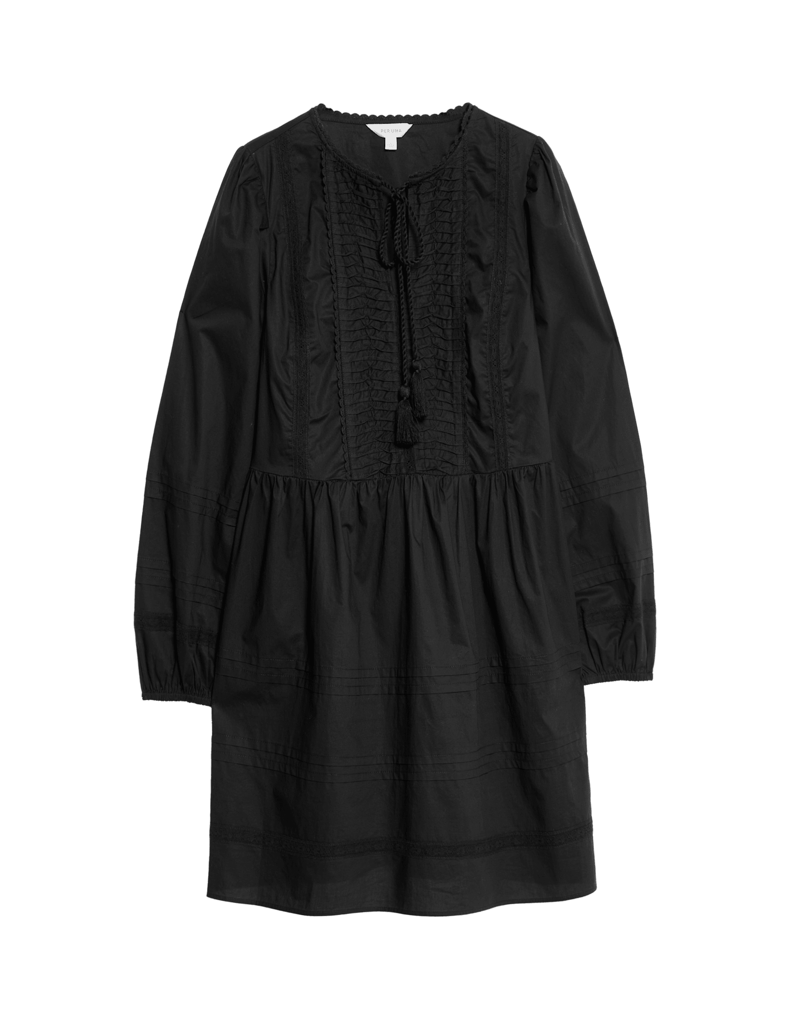 Pure Cotton Tie Neck Pleated Mini Dress - image 3