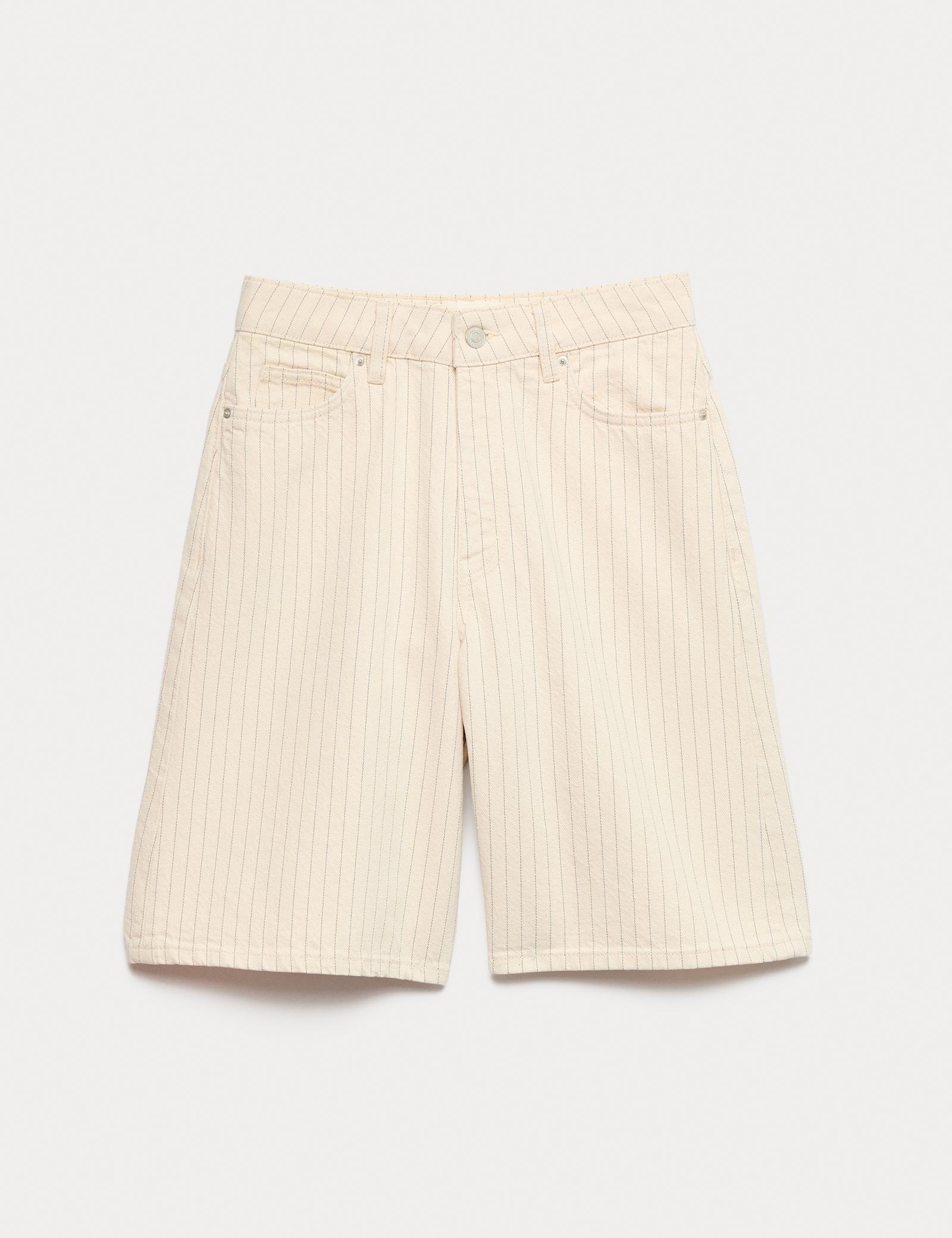 Cotton Rich Denim Striped Bermuda Shorts - image 1