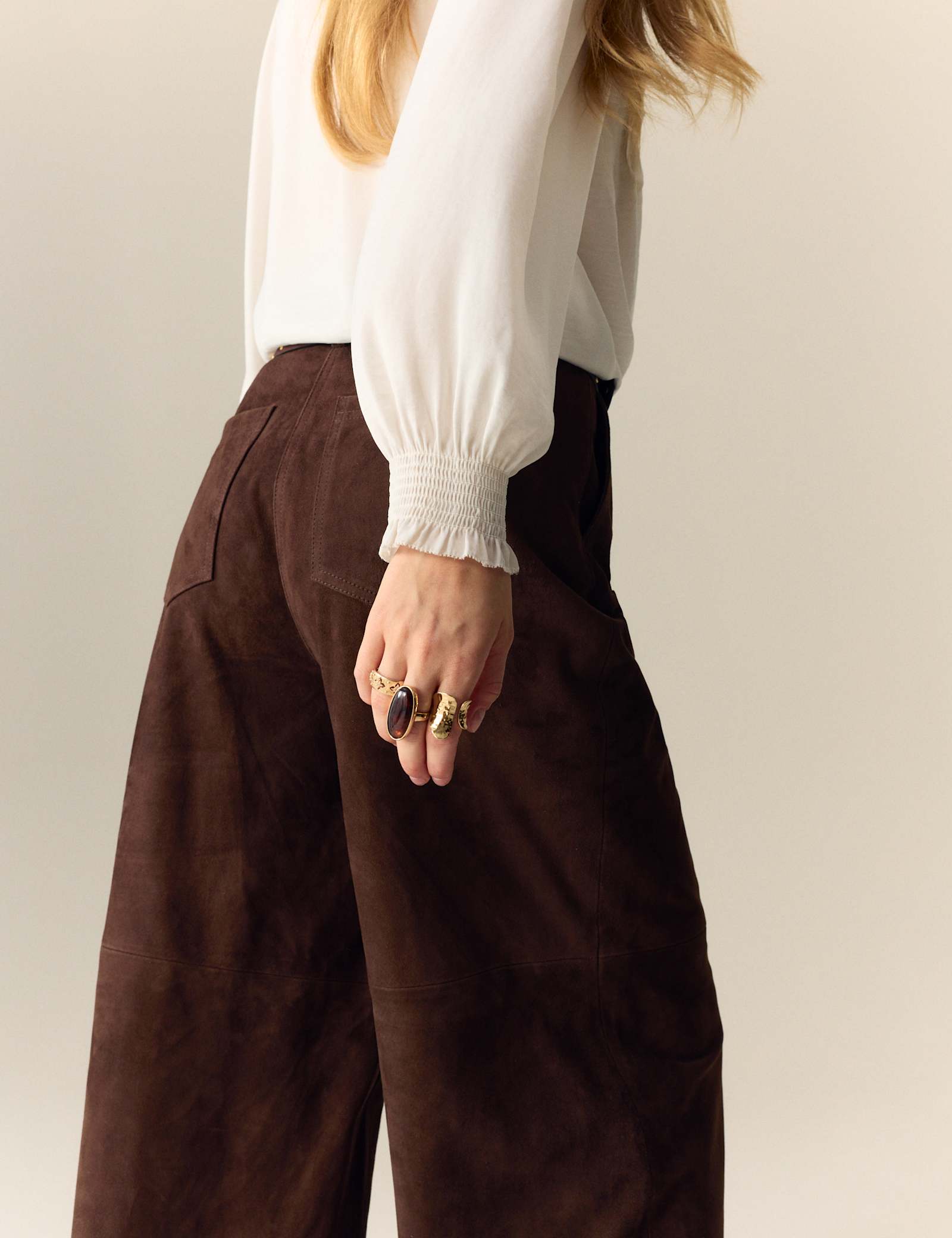 Suede Wide Leg Cropped Trousers - image 5
