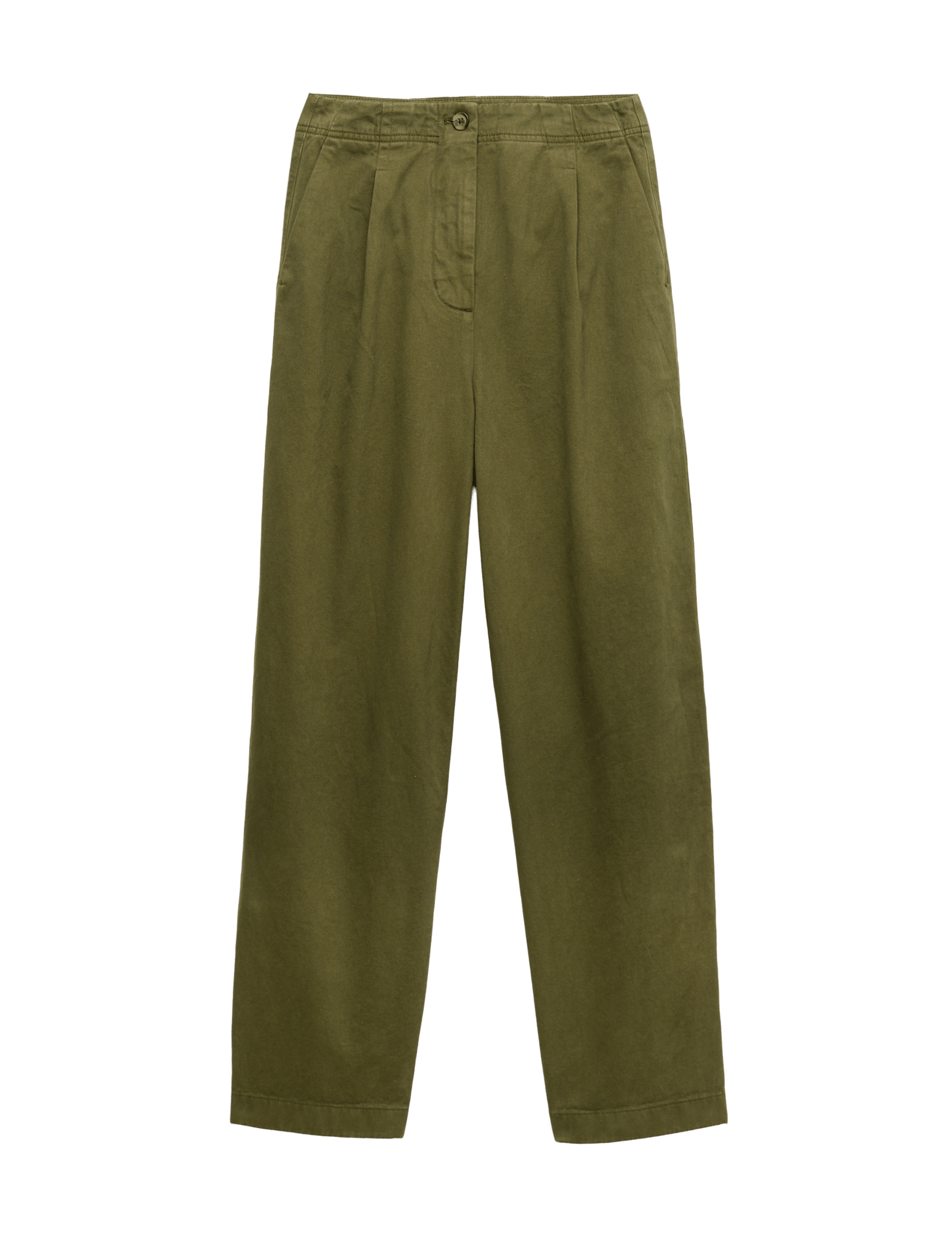 Cotton Pleat Front Barrel Leg Trousers - image 5