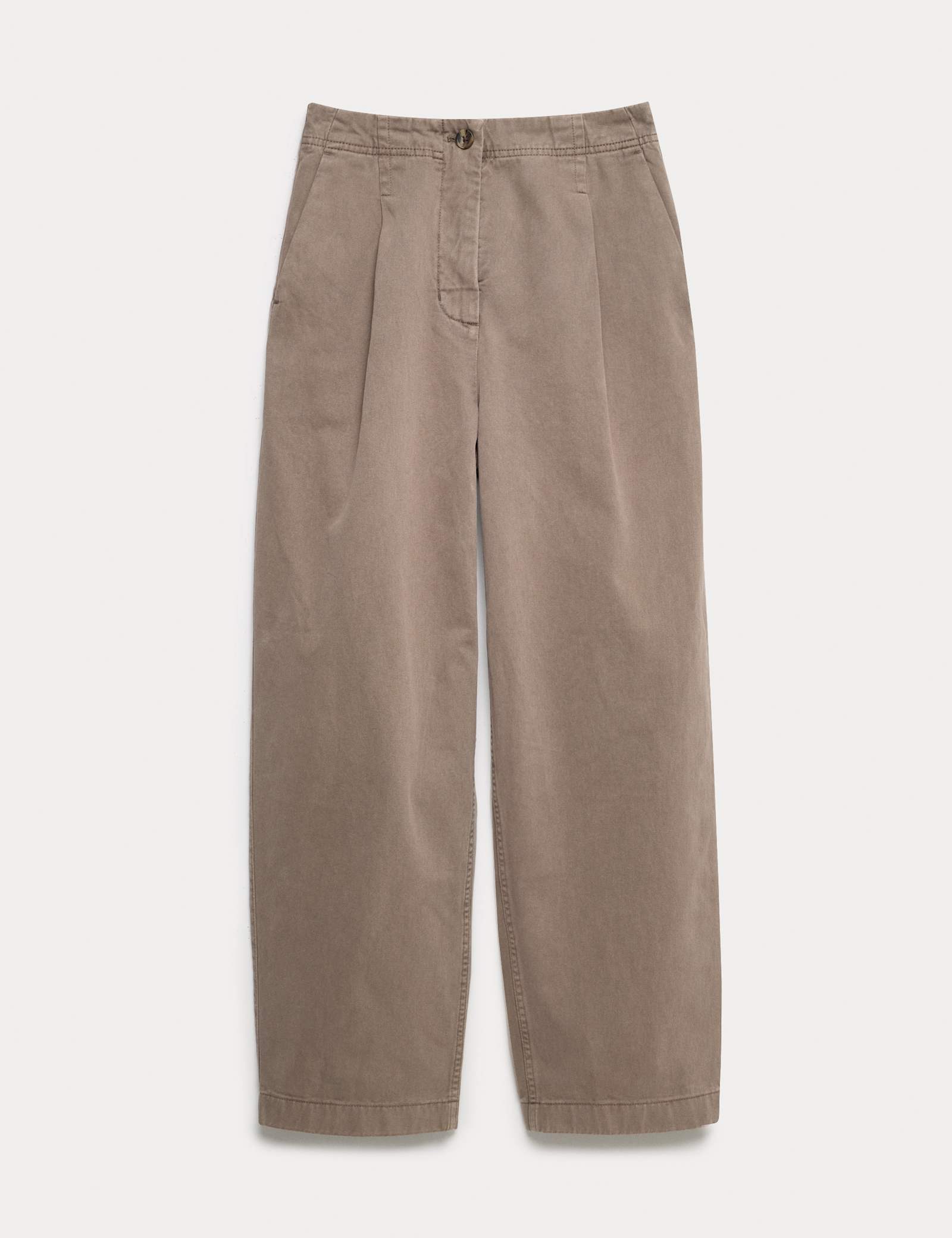 Cotton Pleat Front Barrel Leg Trousers - image 1