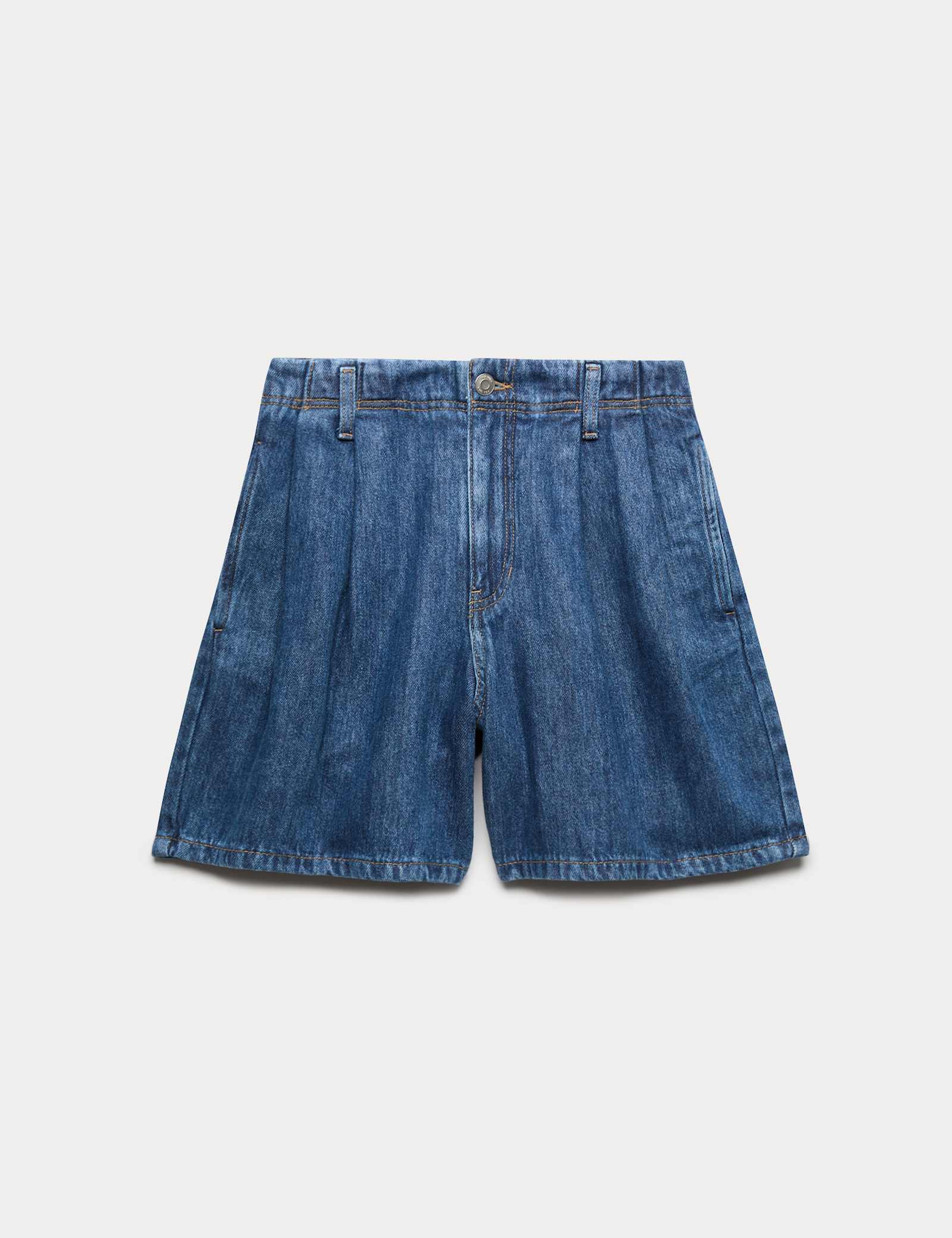 Pleat Front Denim Shorts - image 1