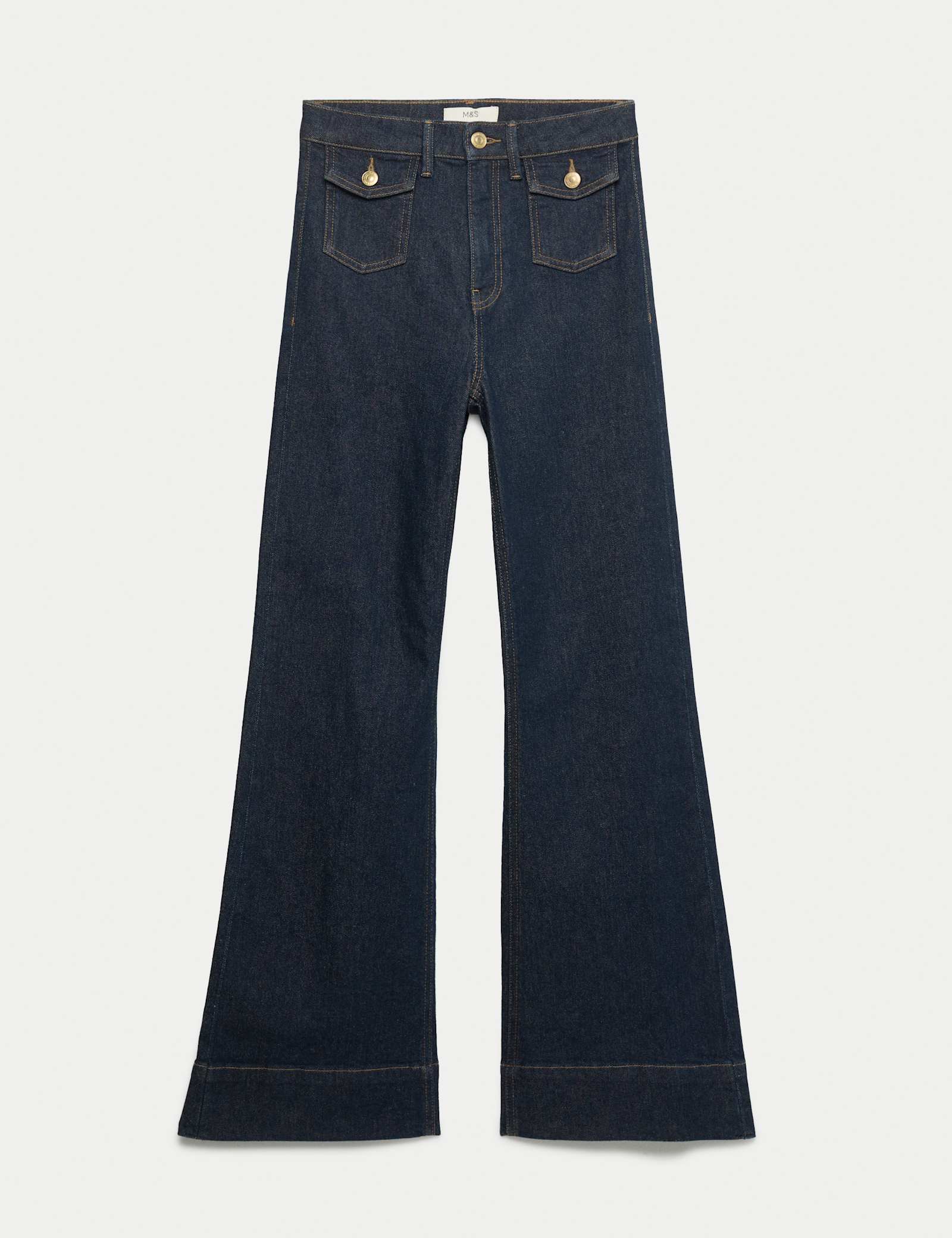 High Waisted Patch Pocket Flared Jeans - image 2