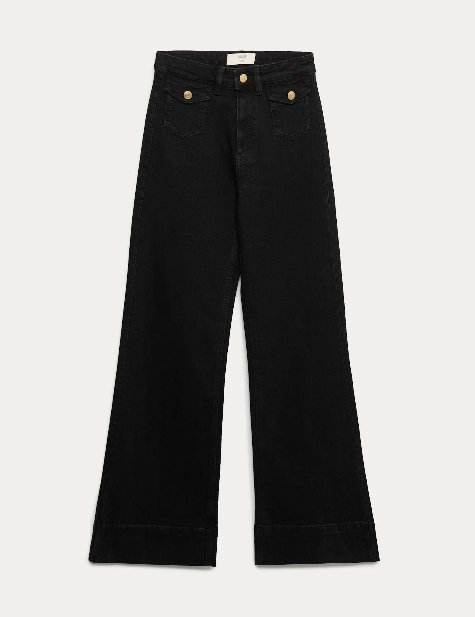 High Waisted Patch Pocket Flared Jeans - image 3