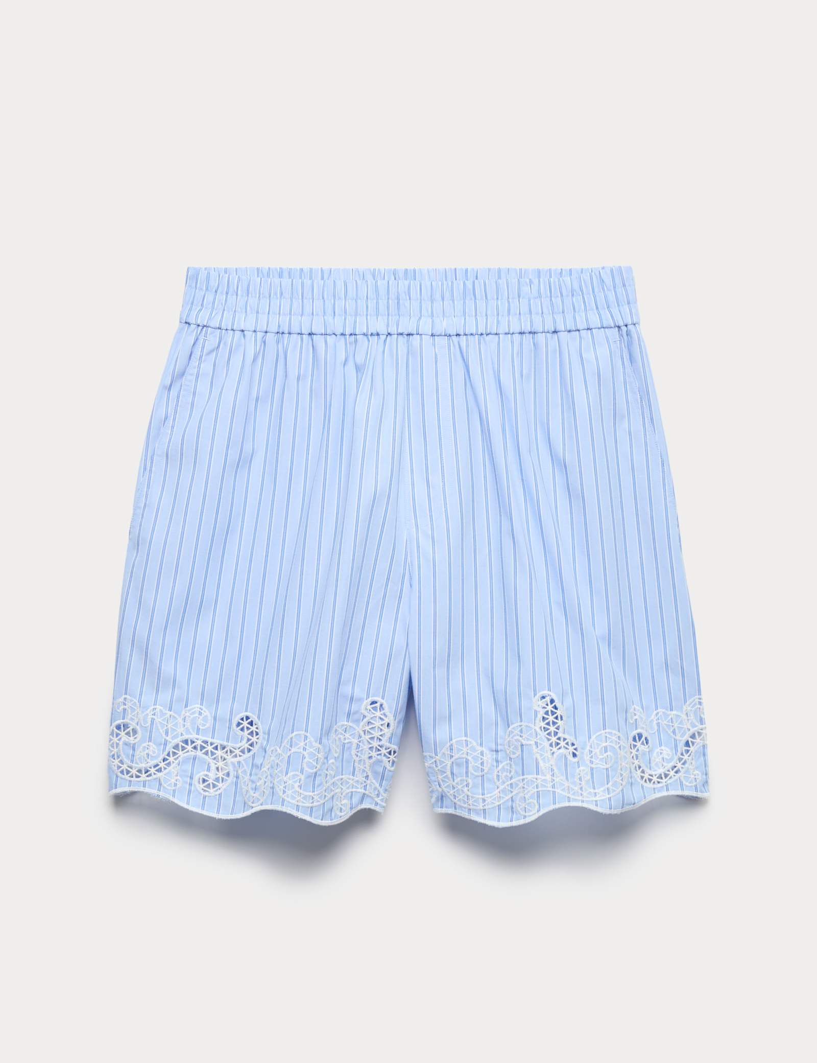 Pure Cotton Embroidered Striped Shorts - image 1