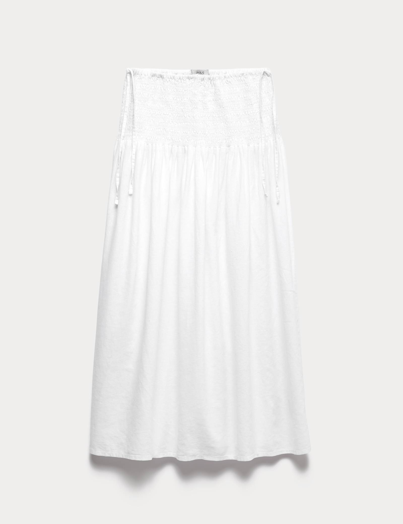 Linen Rich Shirred Tie Detail Maxi Skirt - image 1