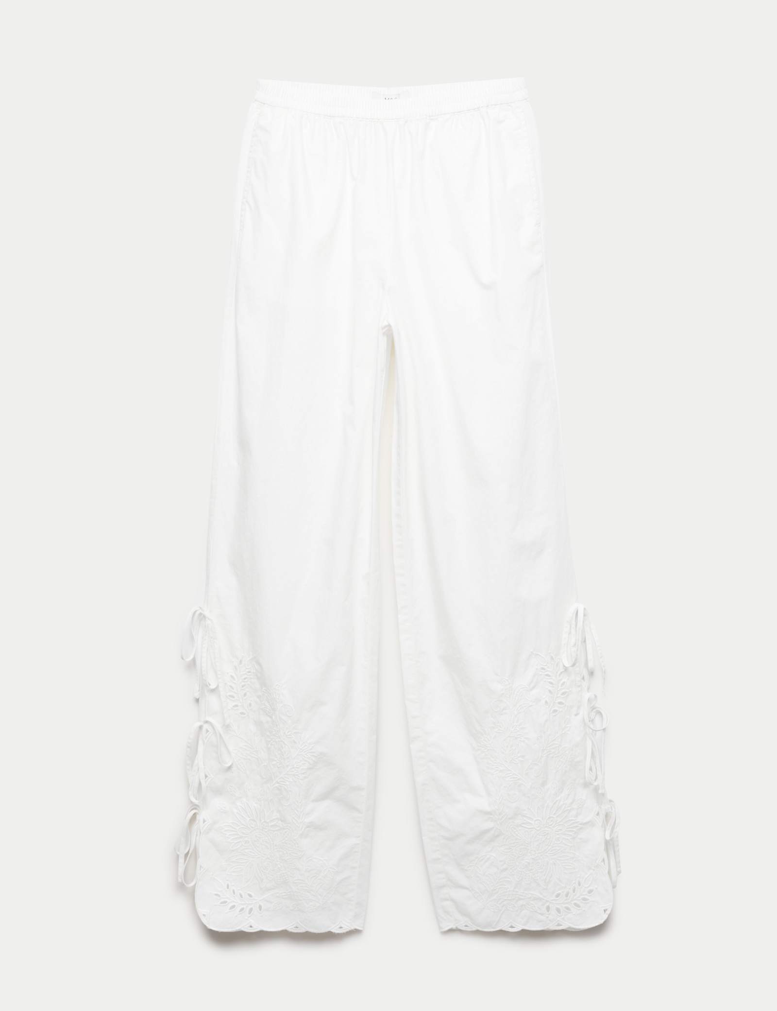 Pure Cotton Embroidered Wide Leg Trousers - image 1
