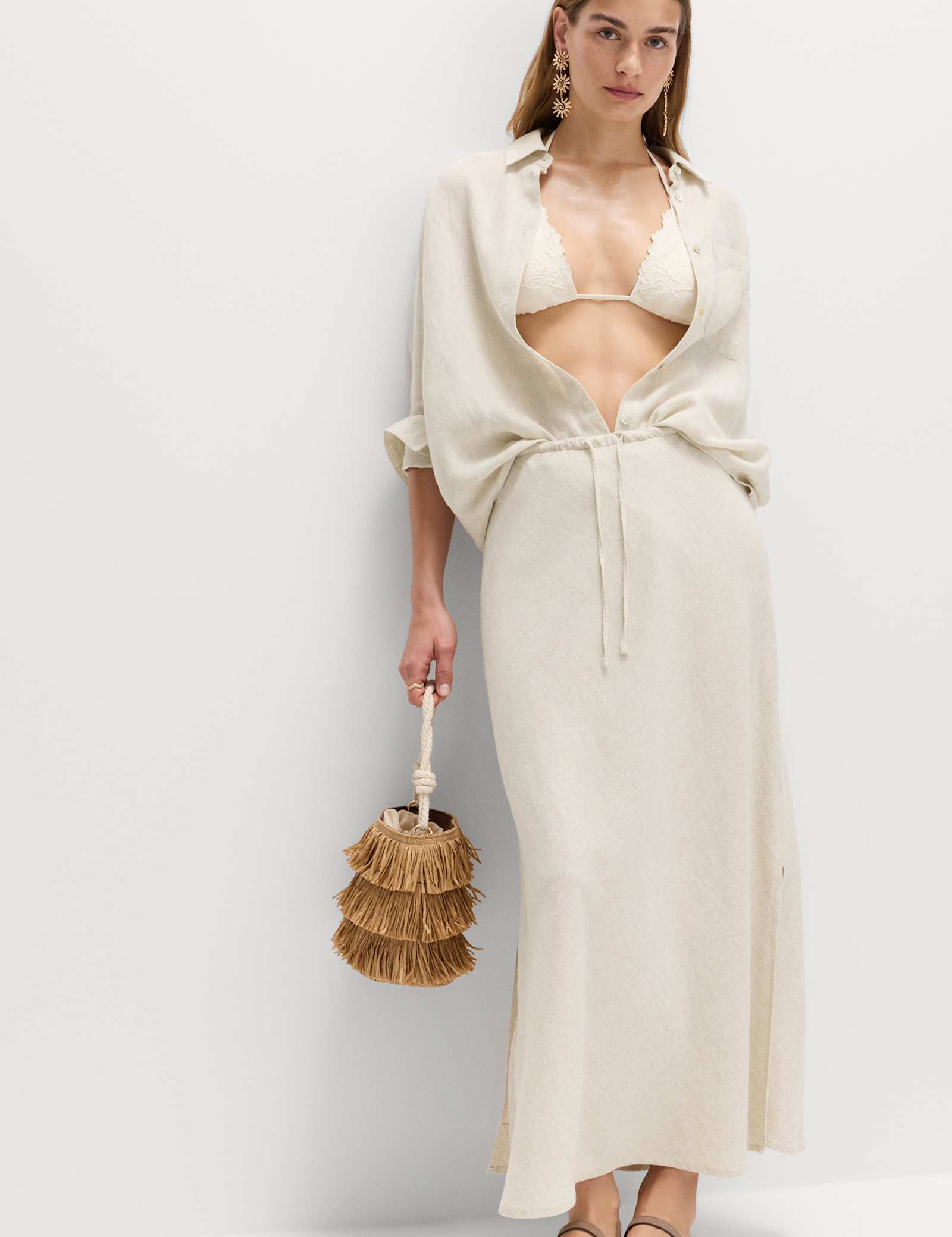 Linen Rich Maxi A-Line Skirt - image 3