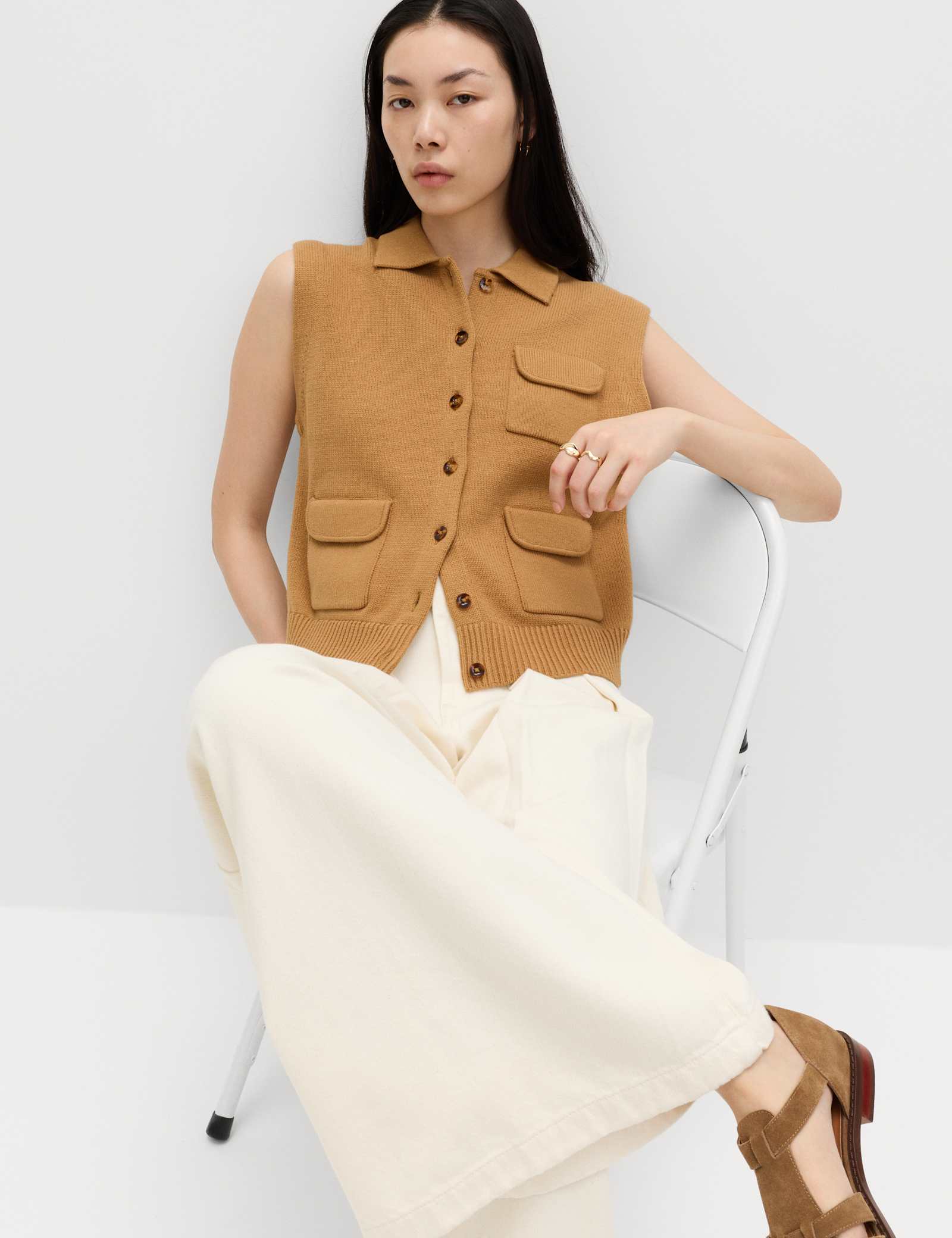 High Waisted Pleated Palazzo Jeans - image 4
