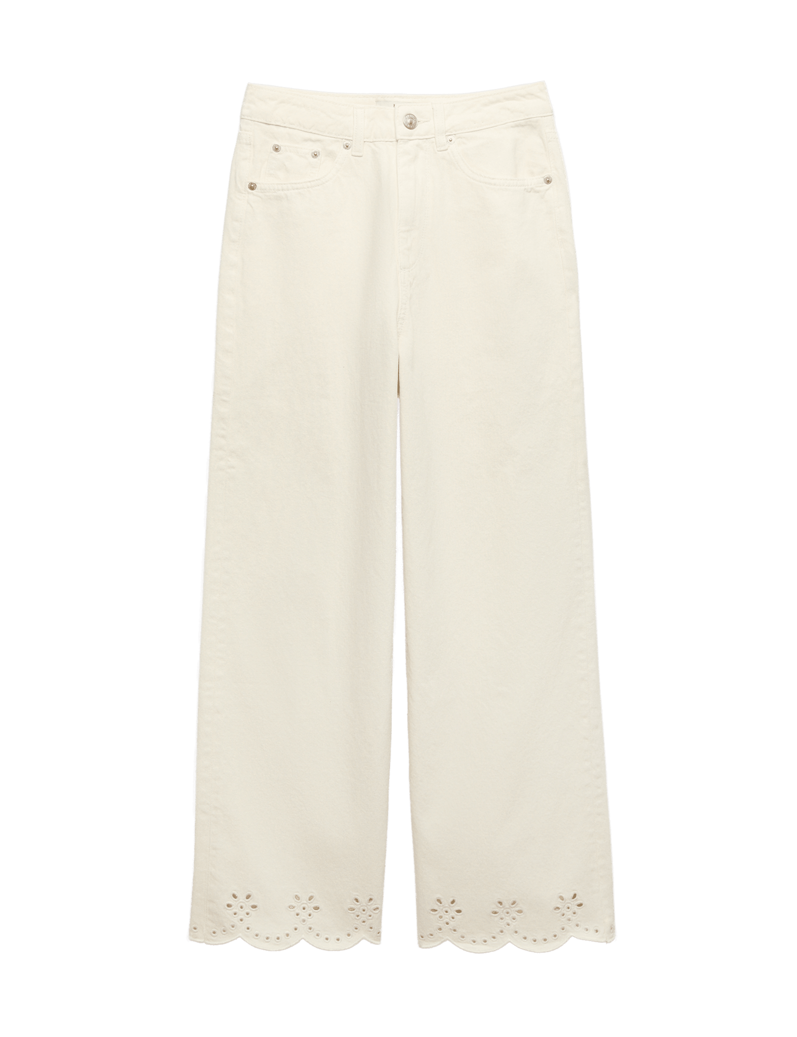 High Waisted Broderie Wide Leg Cropped Jeans - image 3