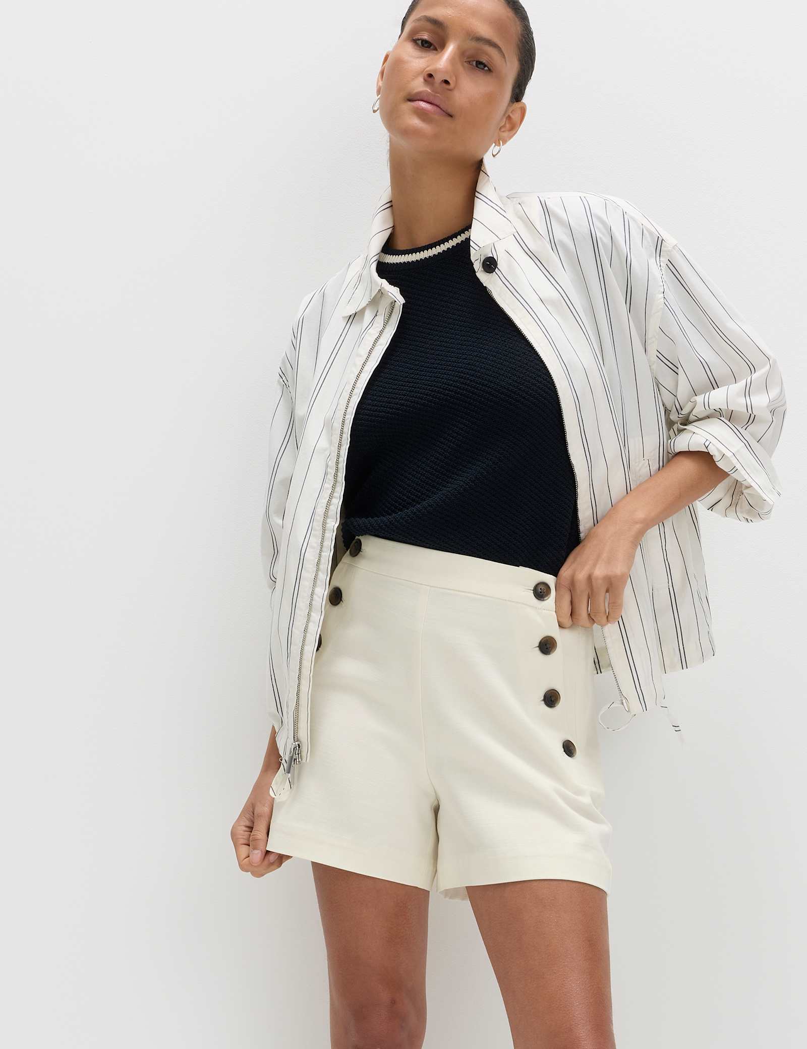 Lyocell Rich Button Detail Shorts - image 3