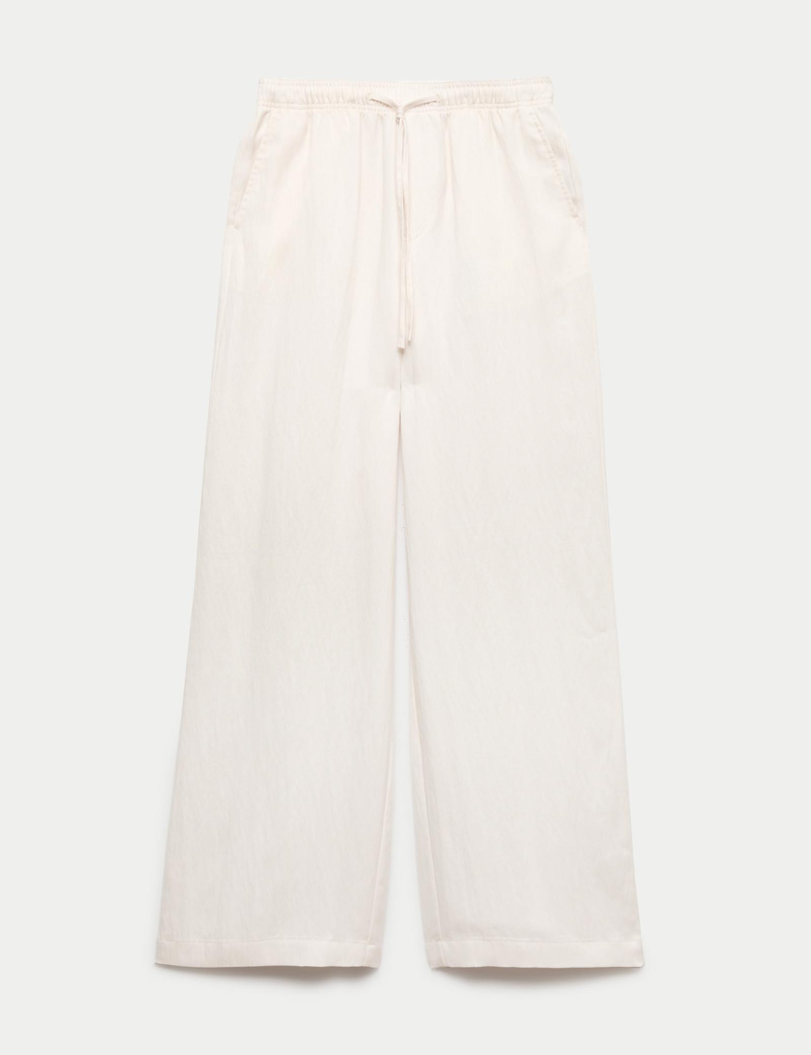 Lyocell Rich Drawstring Wide Leg Trousers - image 3