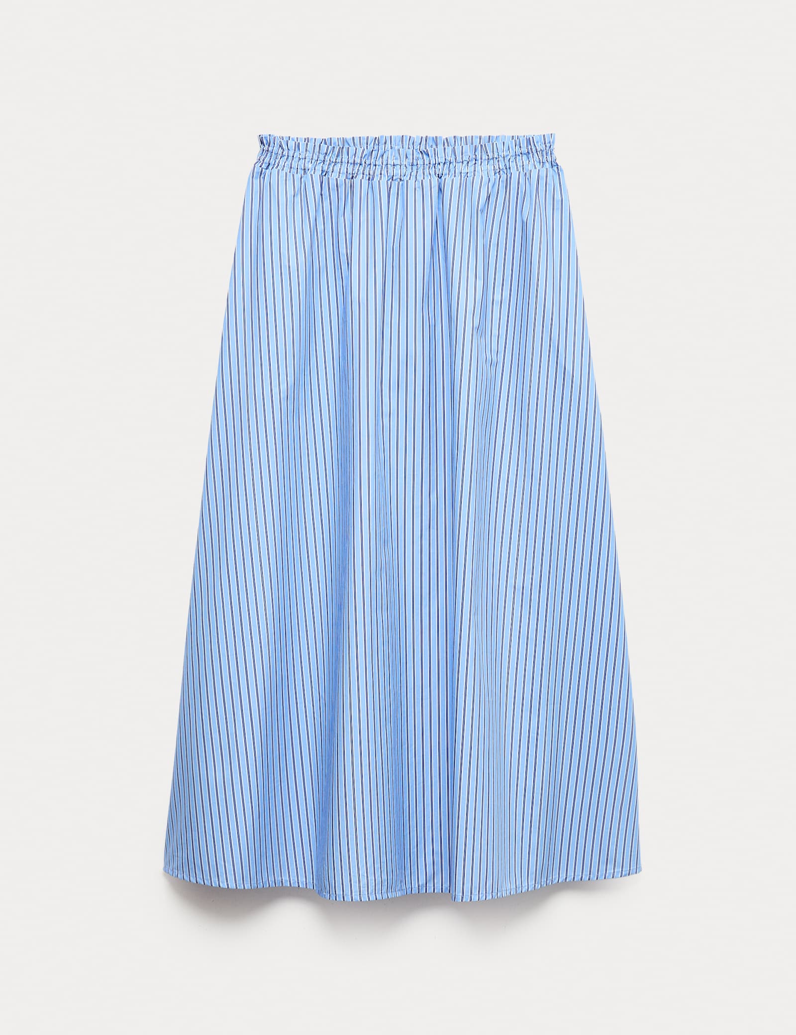 Pure Cotton Poplin Striped Pleated Midi Skirt - image 1