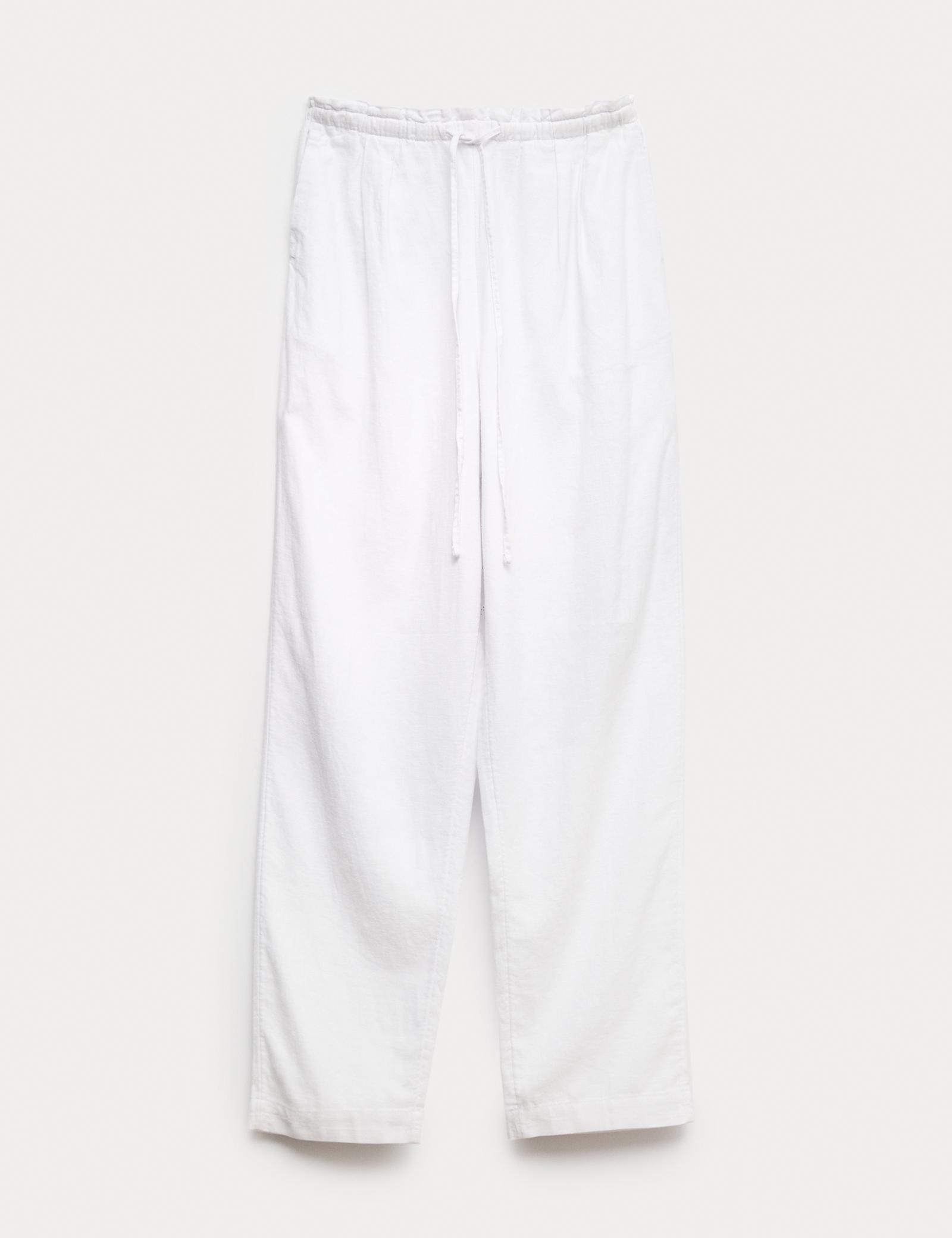 Linen Rich Elasticated Waist Tapered Trousers - image 3