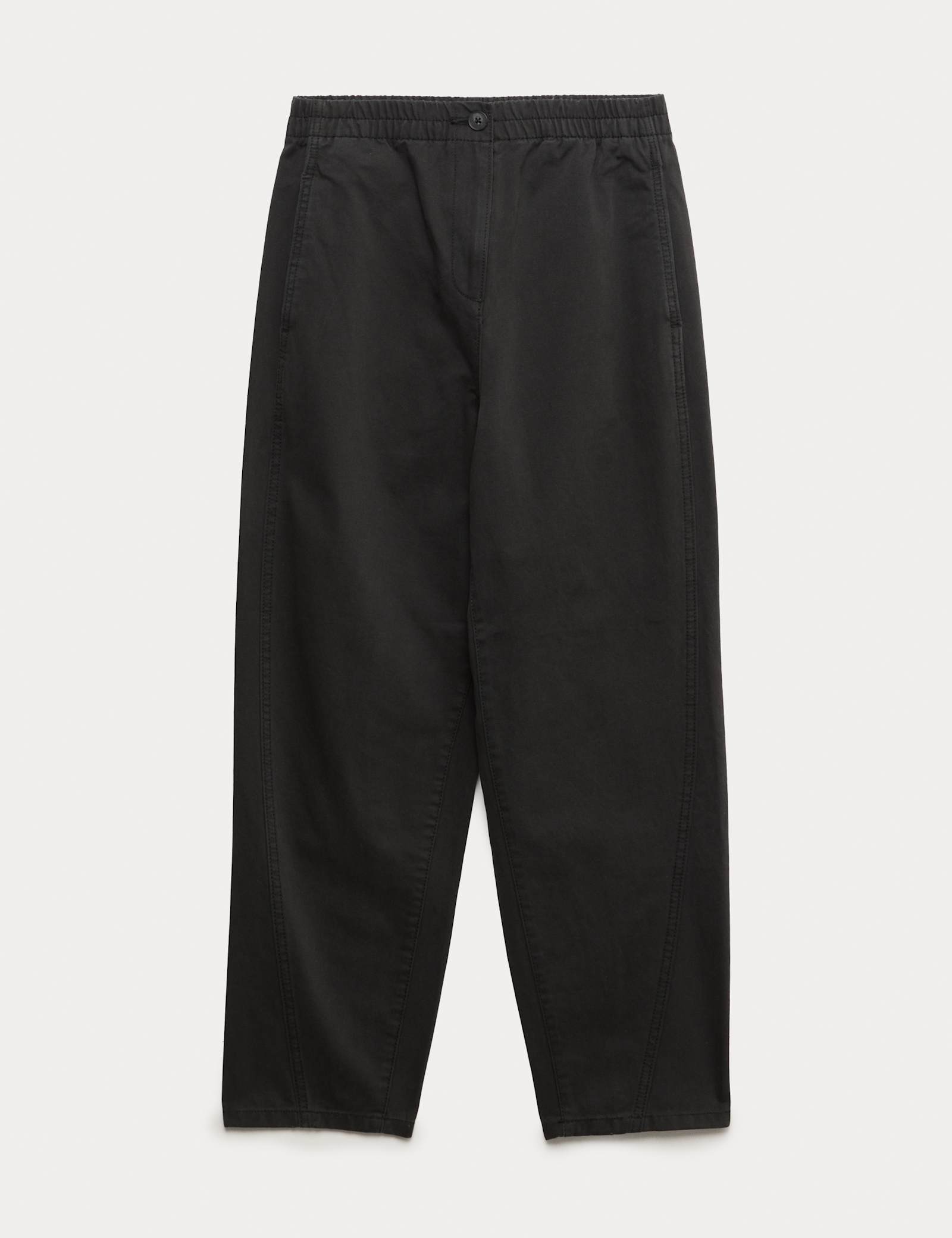 Pure Cotton Elasticated Waist Carrot Leg Trousers - image 3