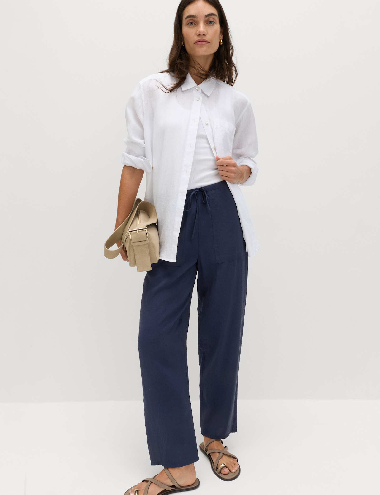 Pull On Elasticated Waist Straight Leg Trousers - image 4