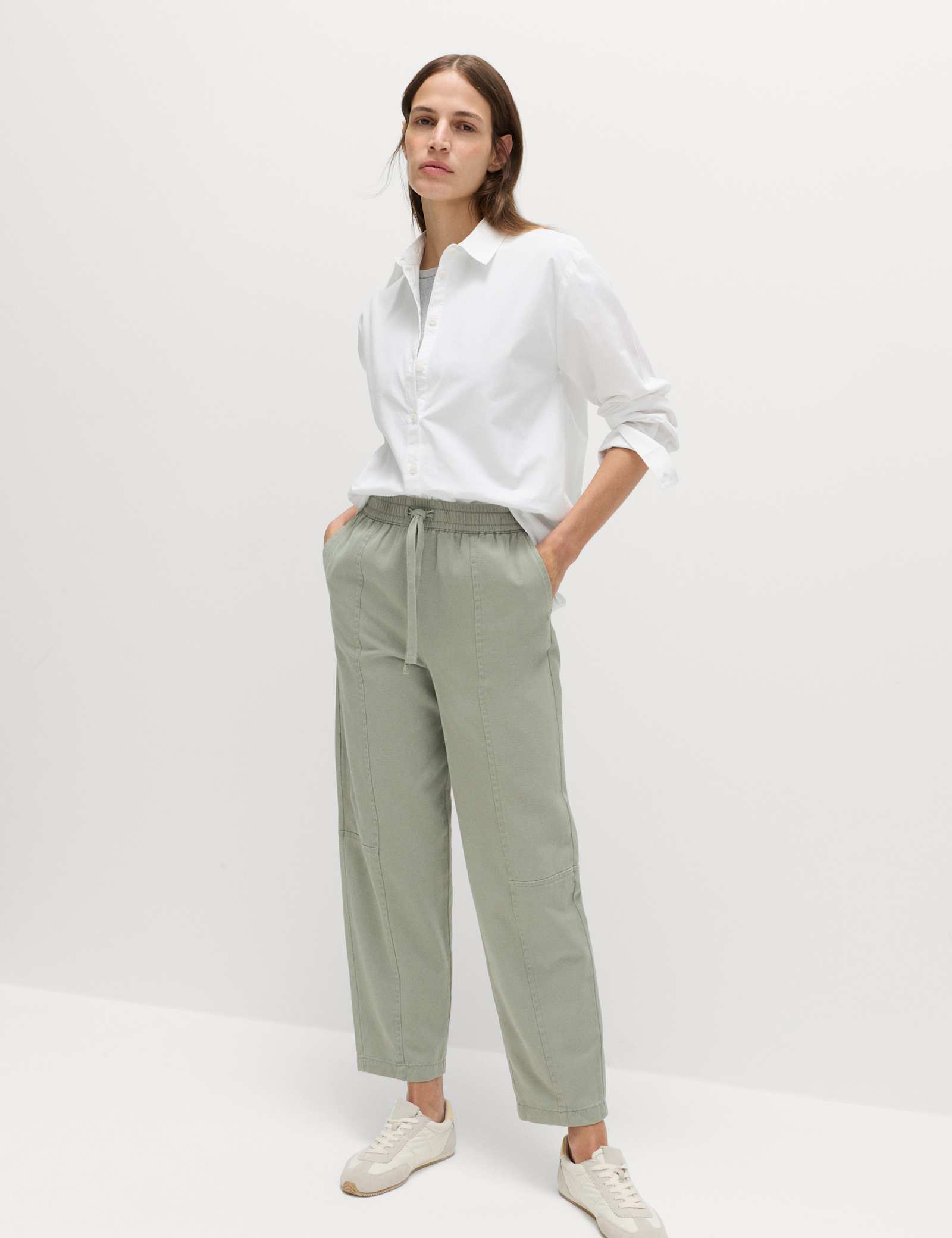 Cotton Blend Pull On Tapered Trousers - image 4
