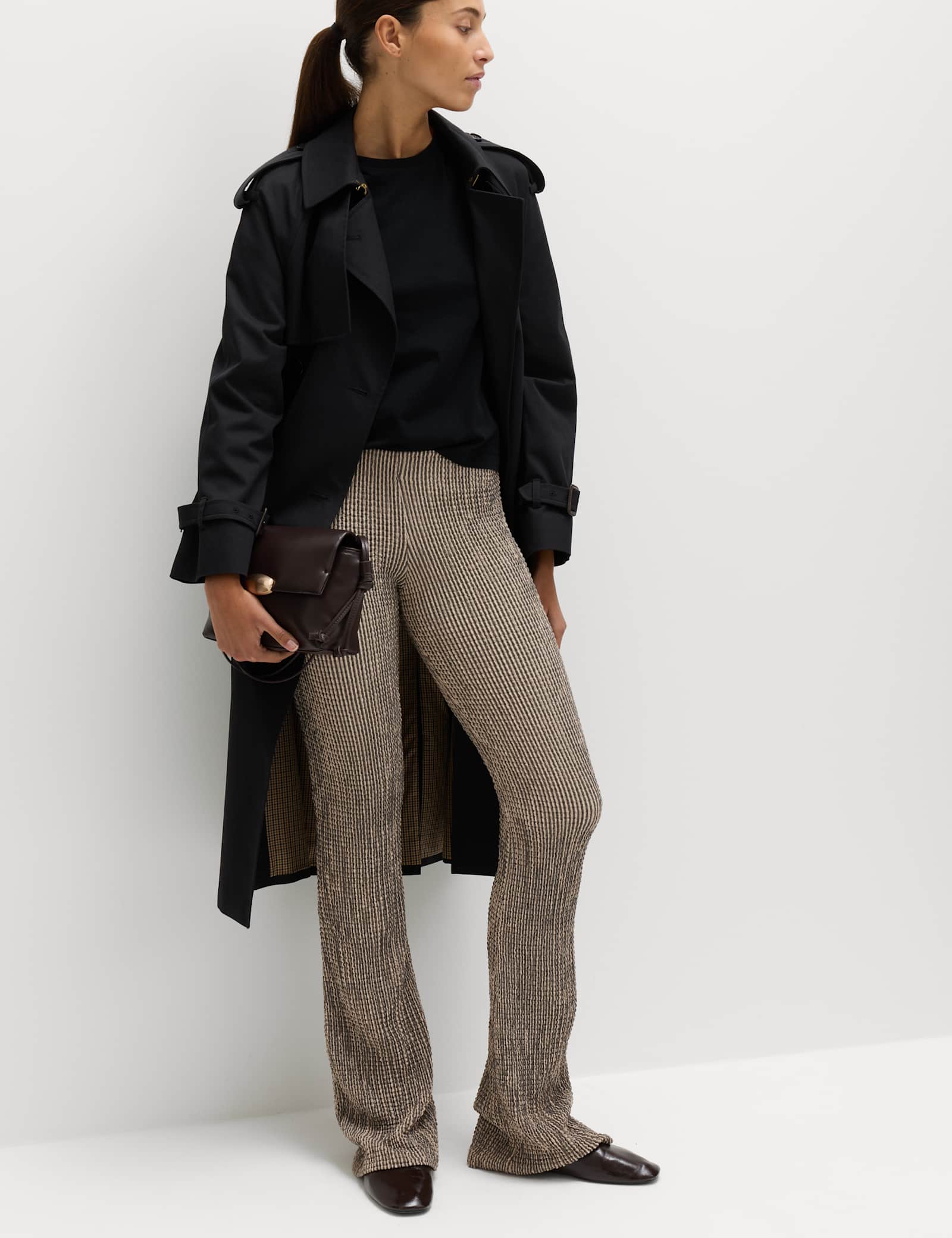 Textured Striped Flared Trousers - image 2