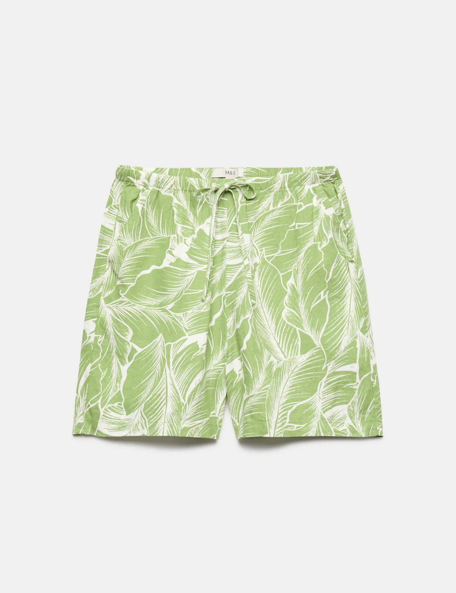 Linen Rich Palm Print Shorts - image 1