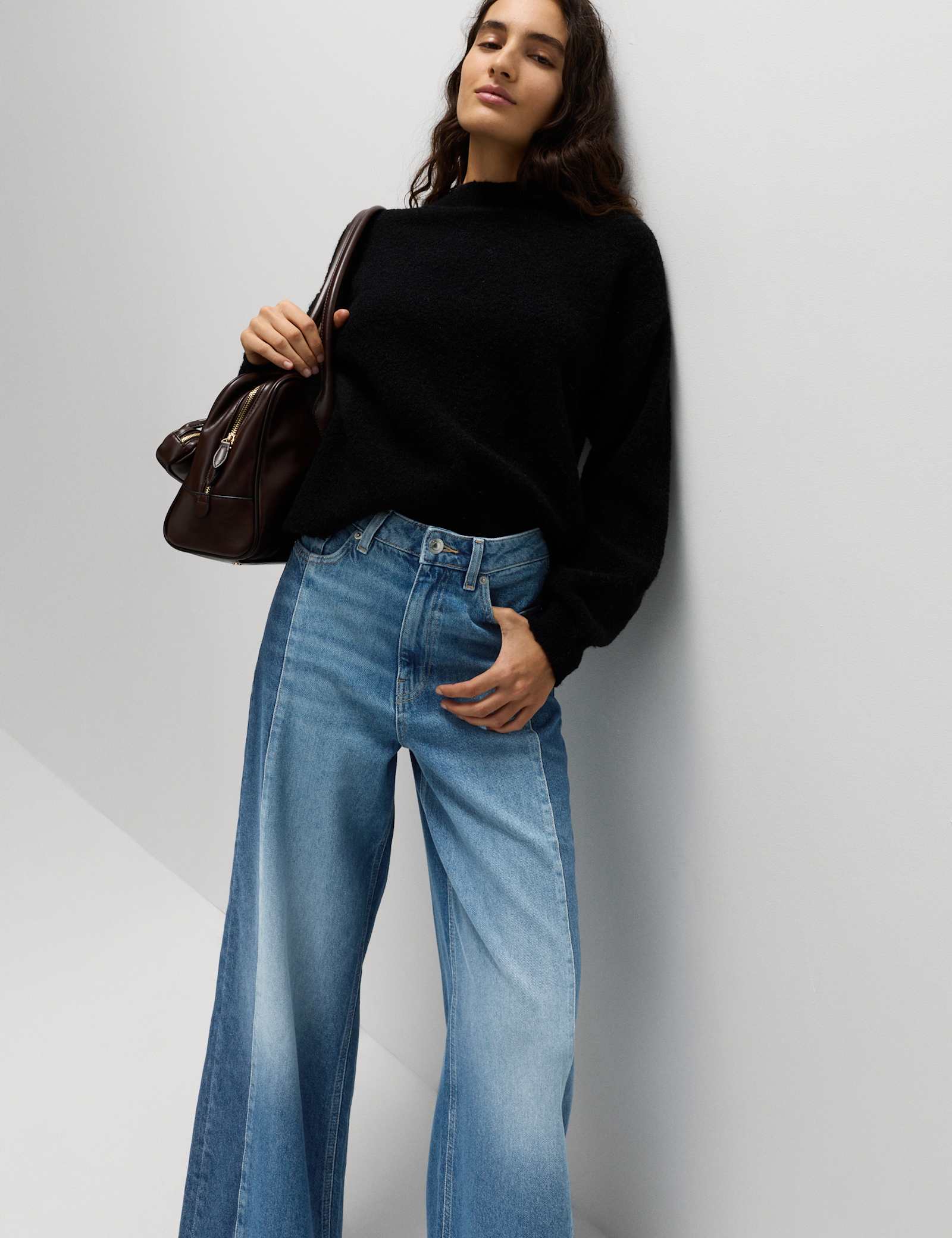 Two Toned Slouchy Wide Leg Jeans - image 2