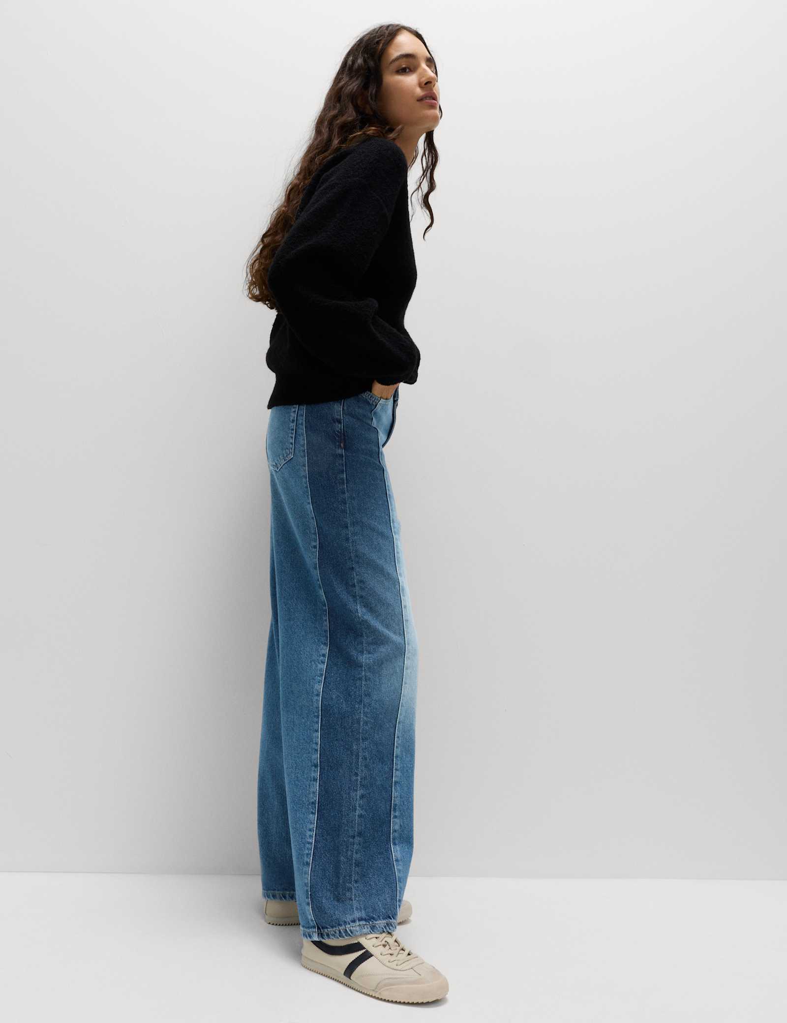 Two Toned Slouchy Wide Leg Jeans - image 5