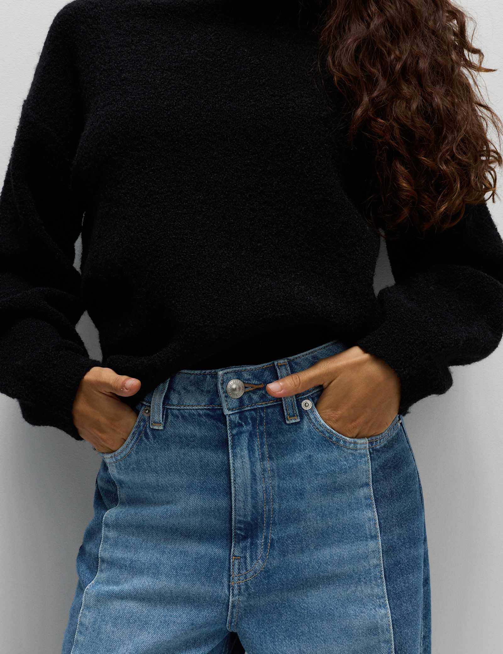 Two Toned Slouchy Wide Leg Jeans - image 4