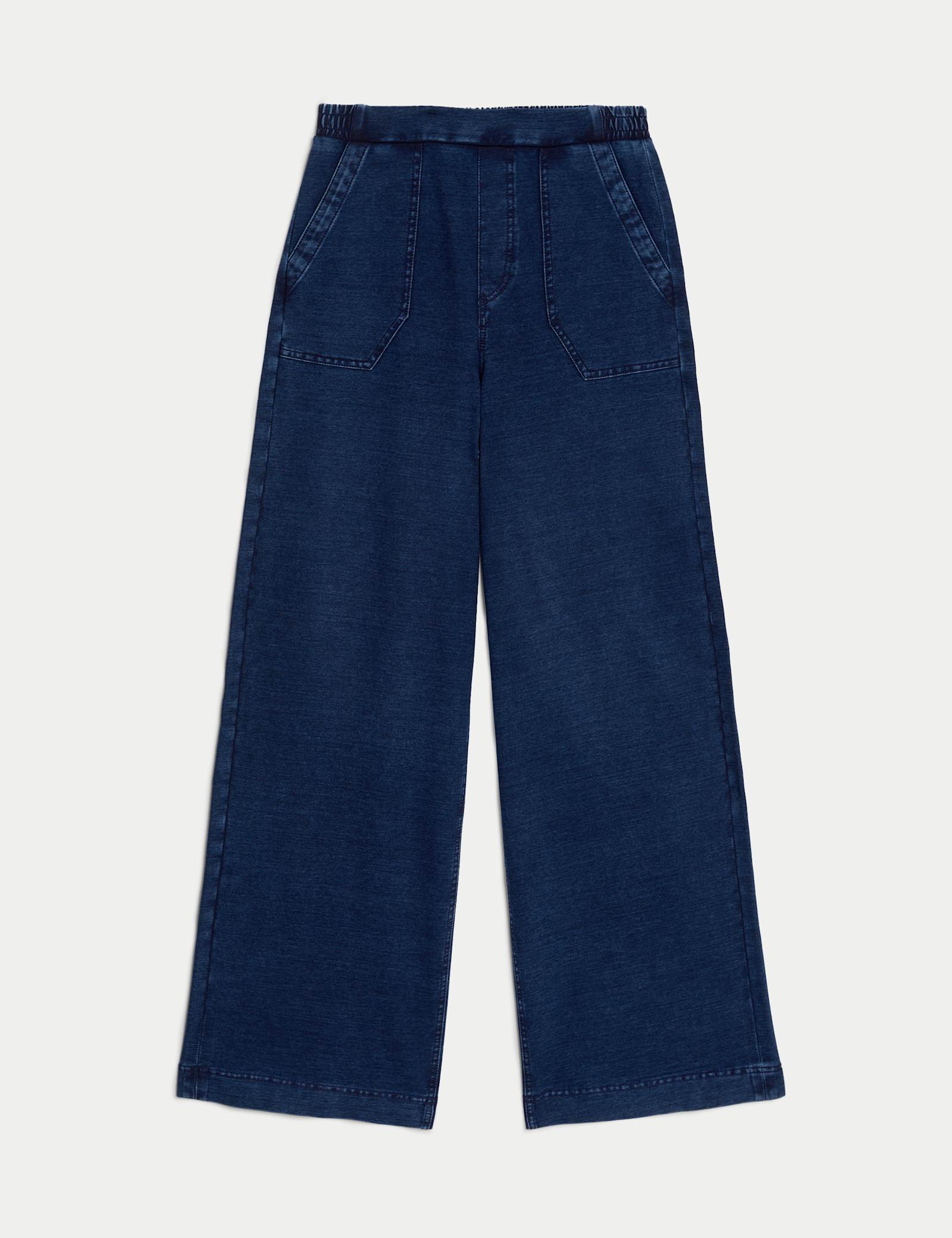 Denim Elasticated Waist Wide Leg Trousers - image 3