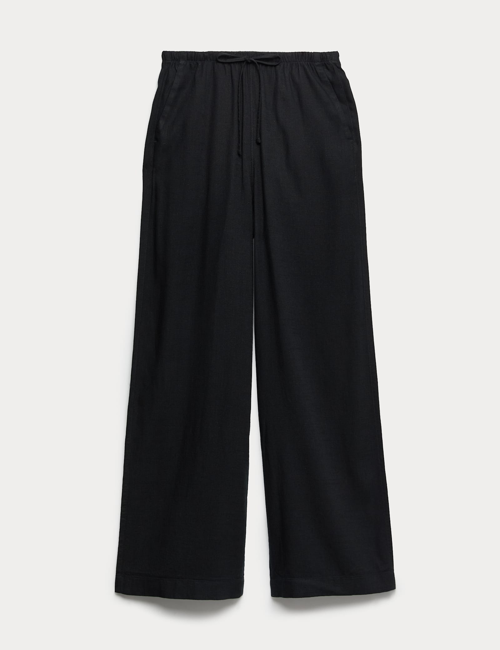 Drawstring Wide Leg Trousers with Linen - image 1