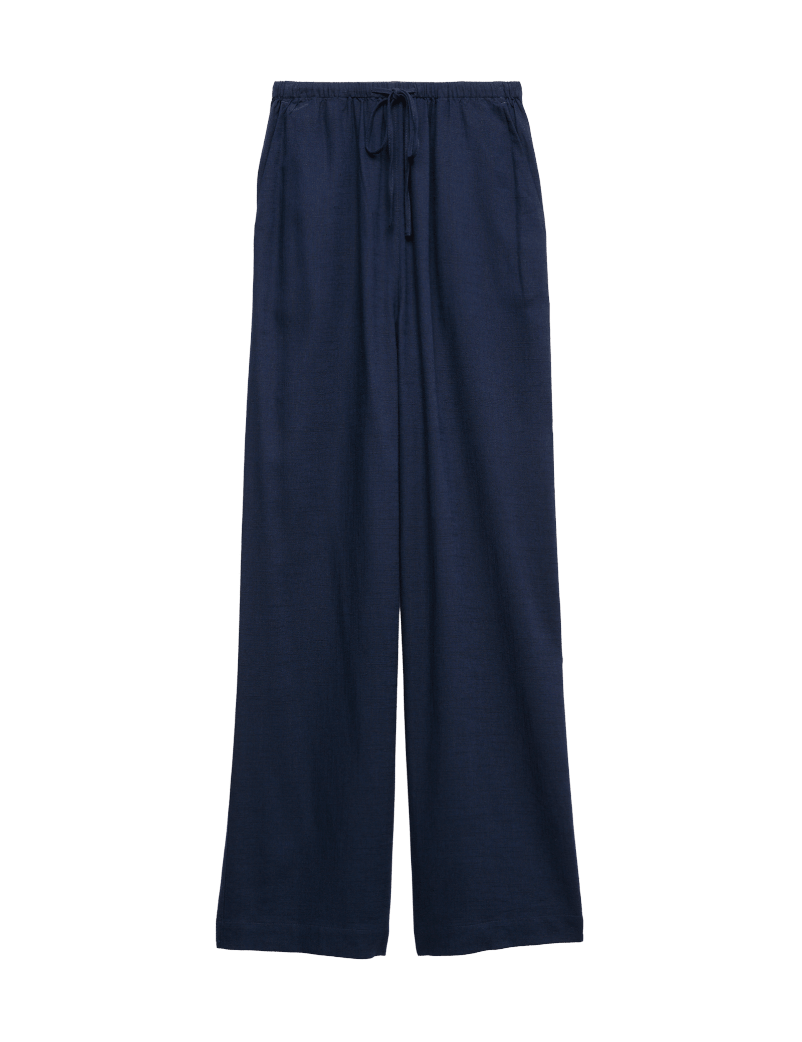 Drawstring Wide Leg Trousers with Linen - image 3