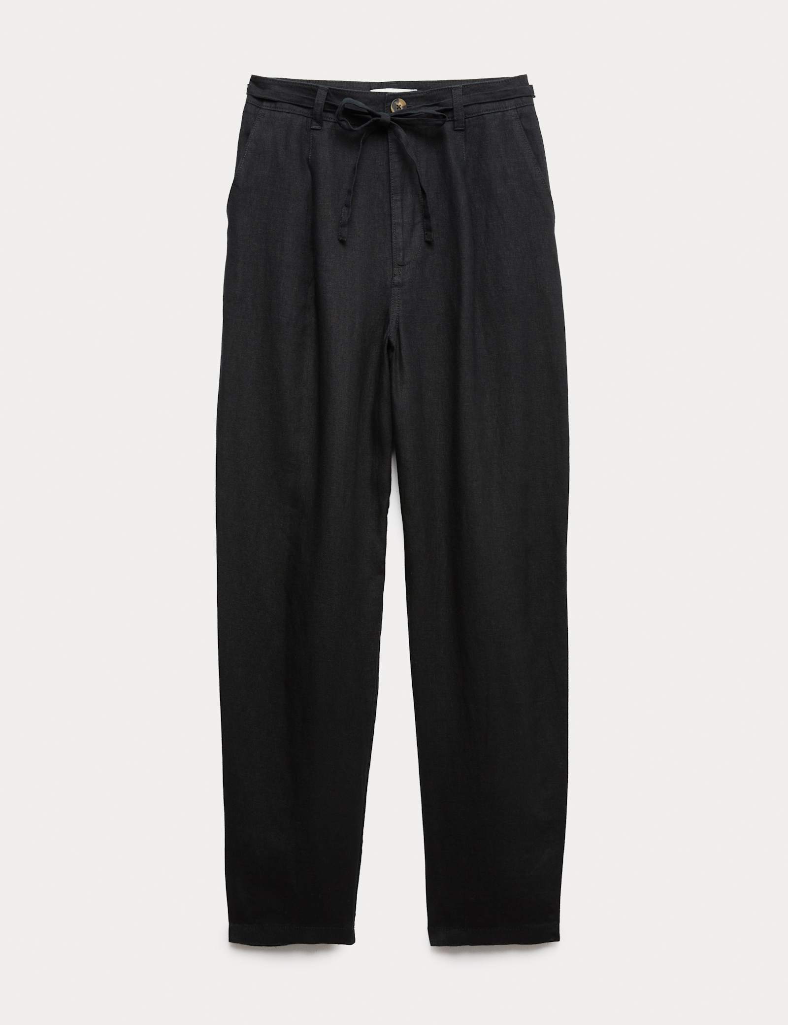Pure Linen Pleat Front Belted Tapered Trousers - image 3