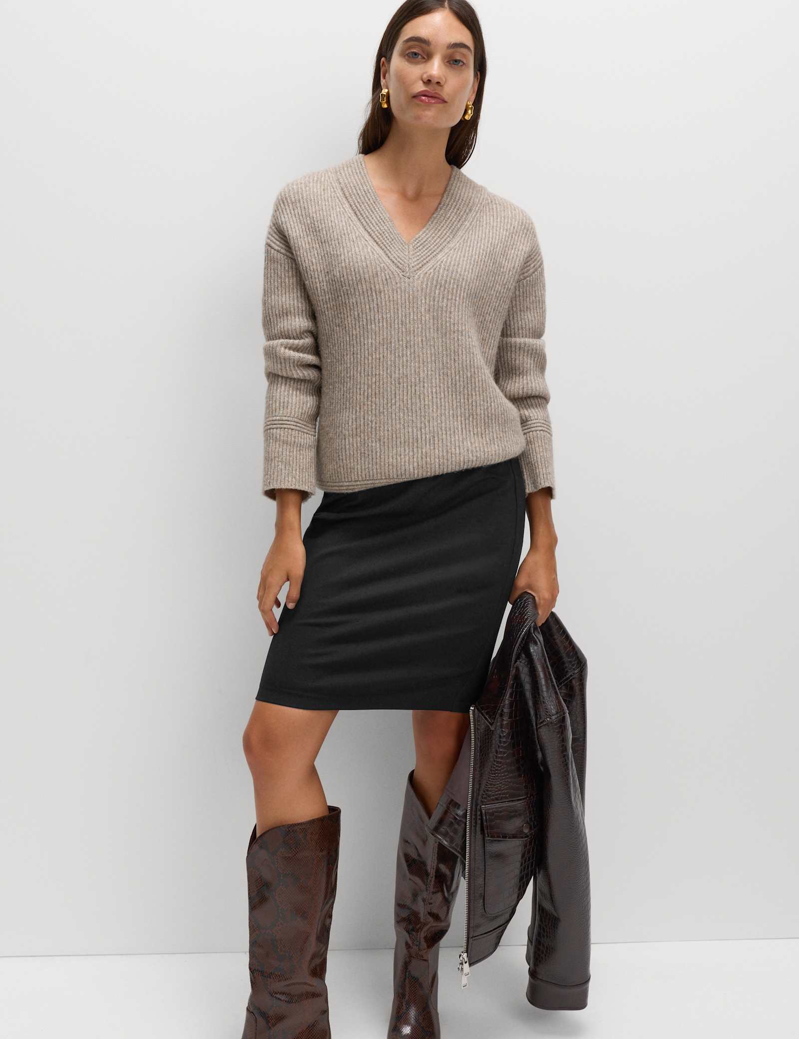 Jersey Knee Length Pencil Skirt - image 3