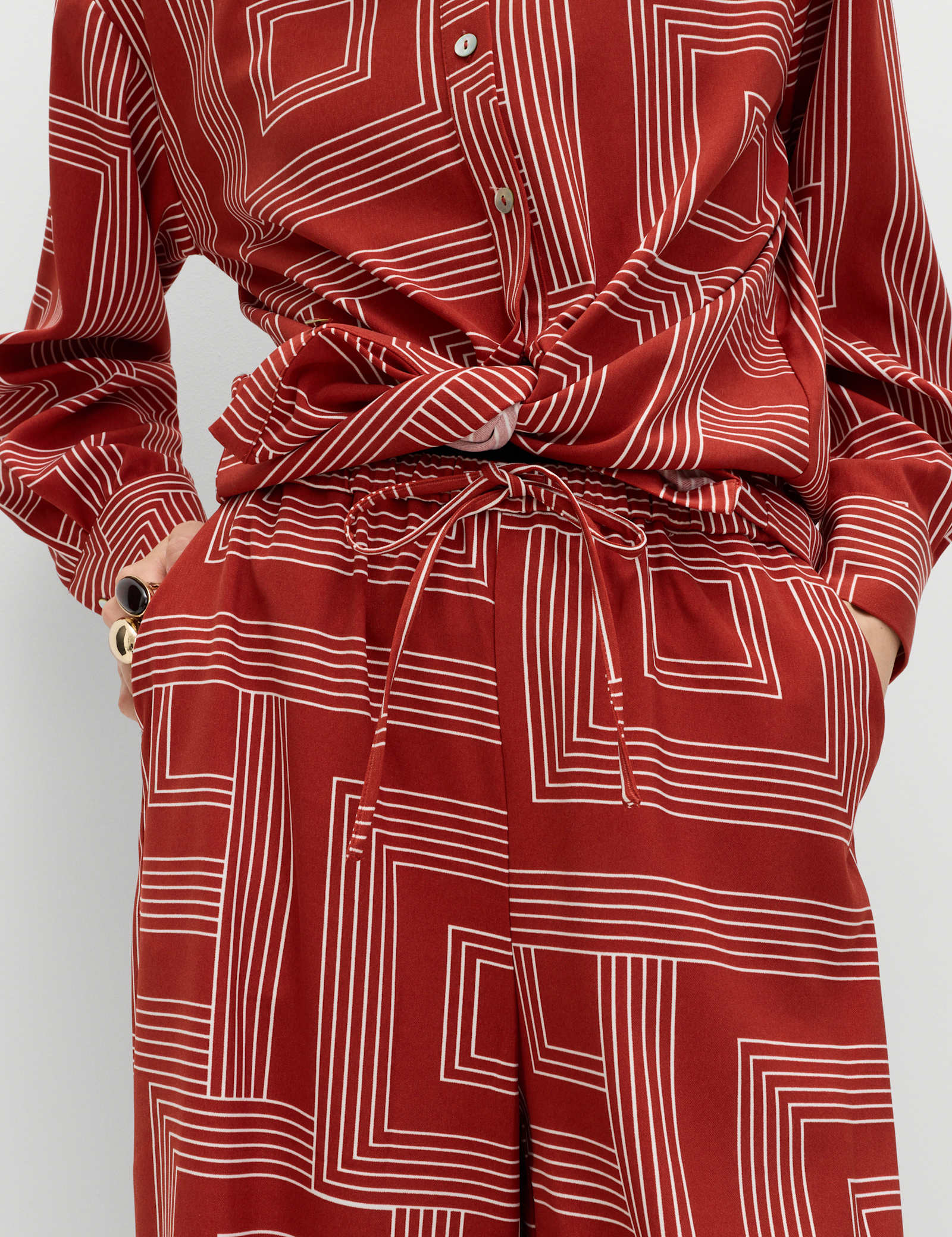 Satin Twill Printed Wide Leg Trousers - image 4