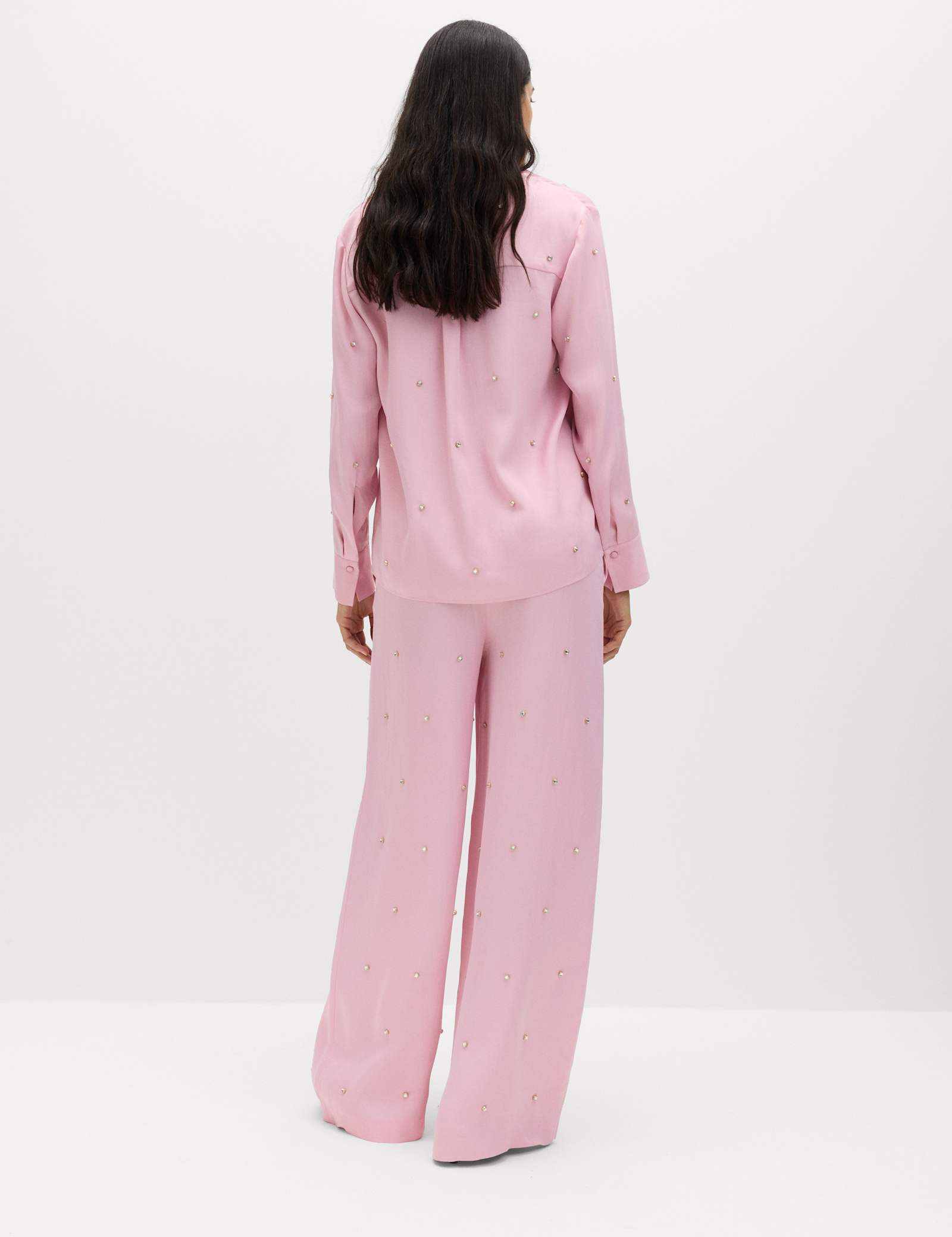 Satin Embellished Relaxed Straight Trousers - image 5