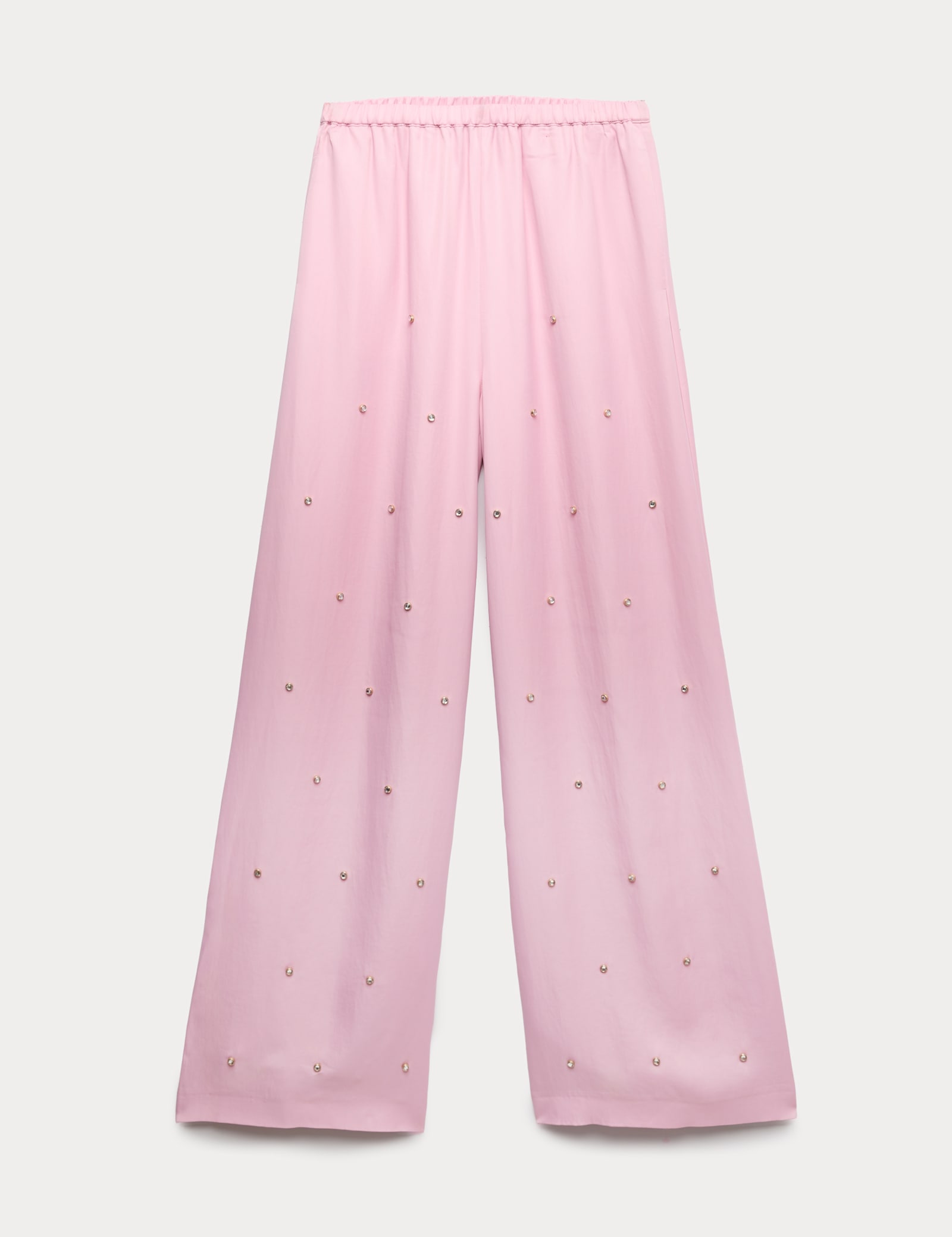 Satin Embellished Relaxed Straight Trousers - image 1