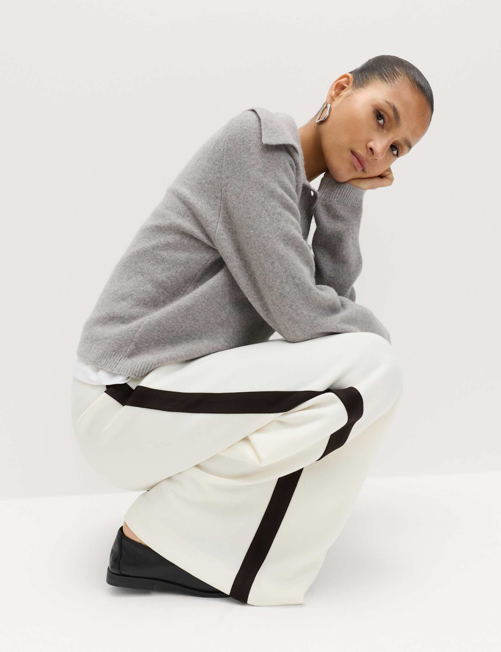 Pique Side Stripe Wide Leg Trousers - image 3