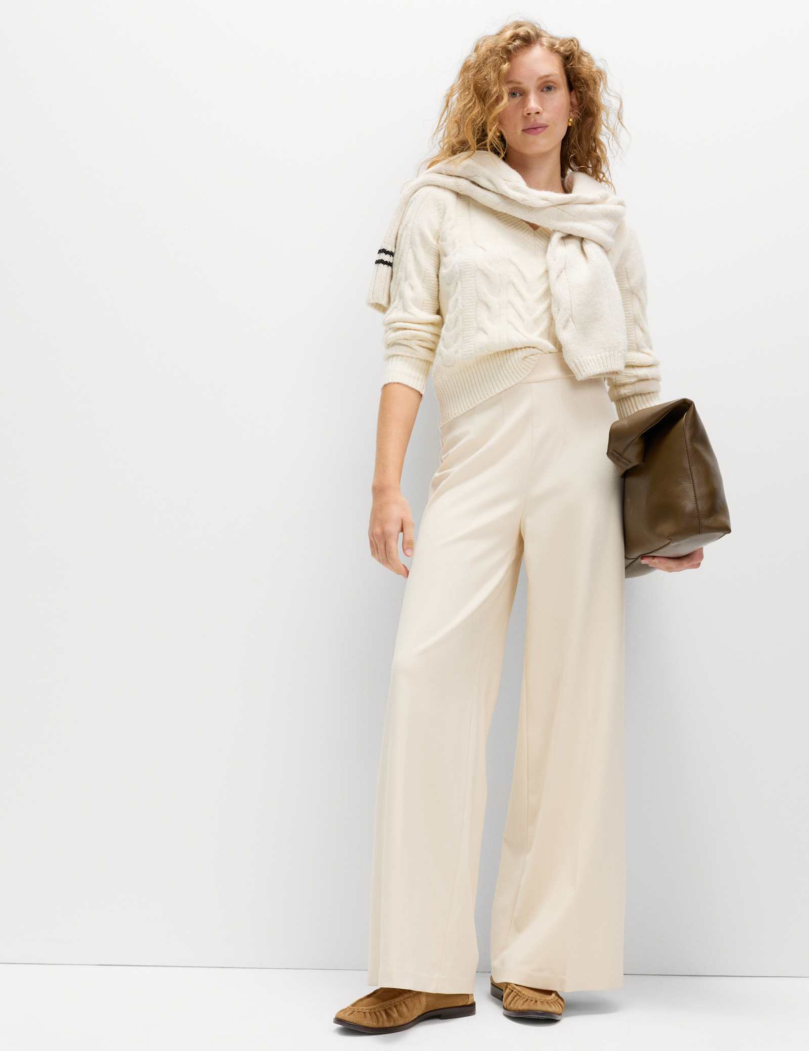 Jersey Wide Leg Trousers with Stretch - image 4