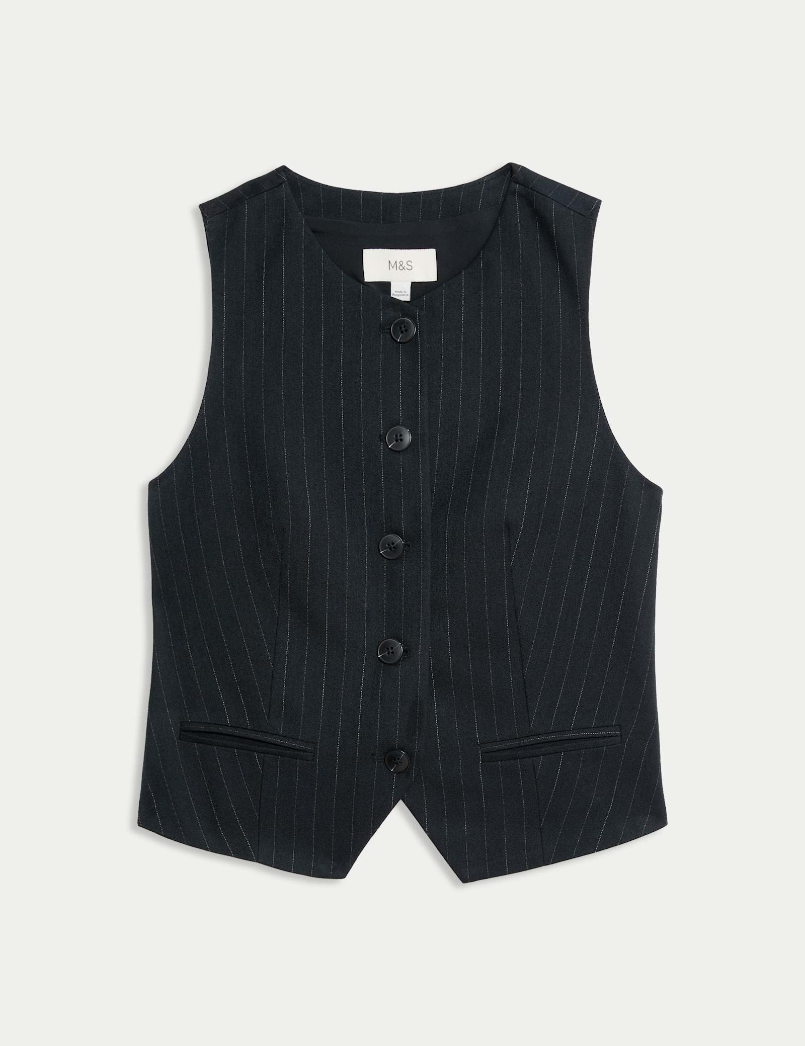 Striped Collarless Waistcoat - image 1