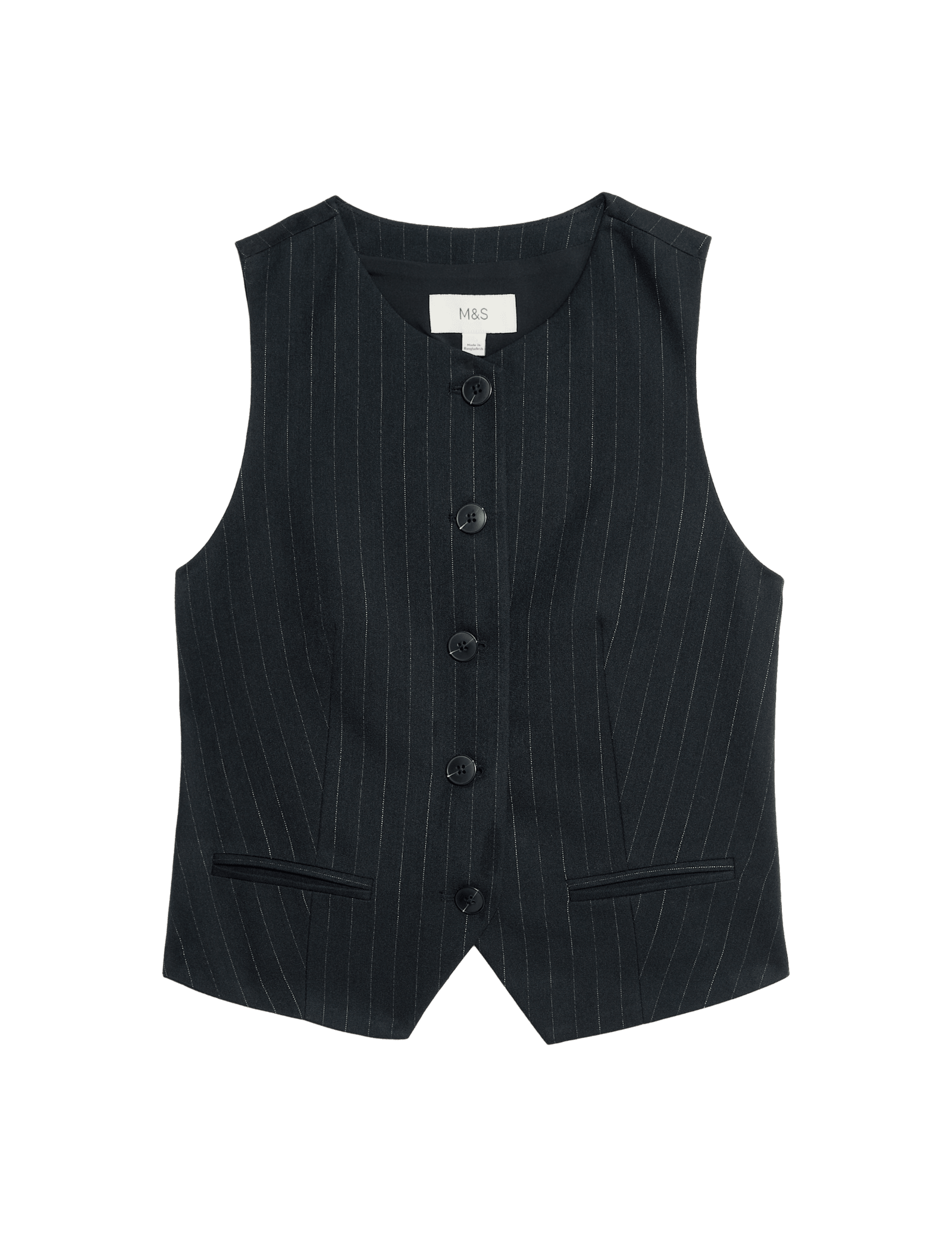 Striped Collarless Waistcoat - image 3
