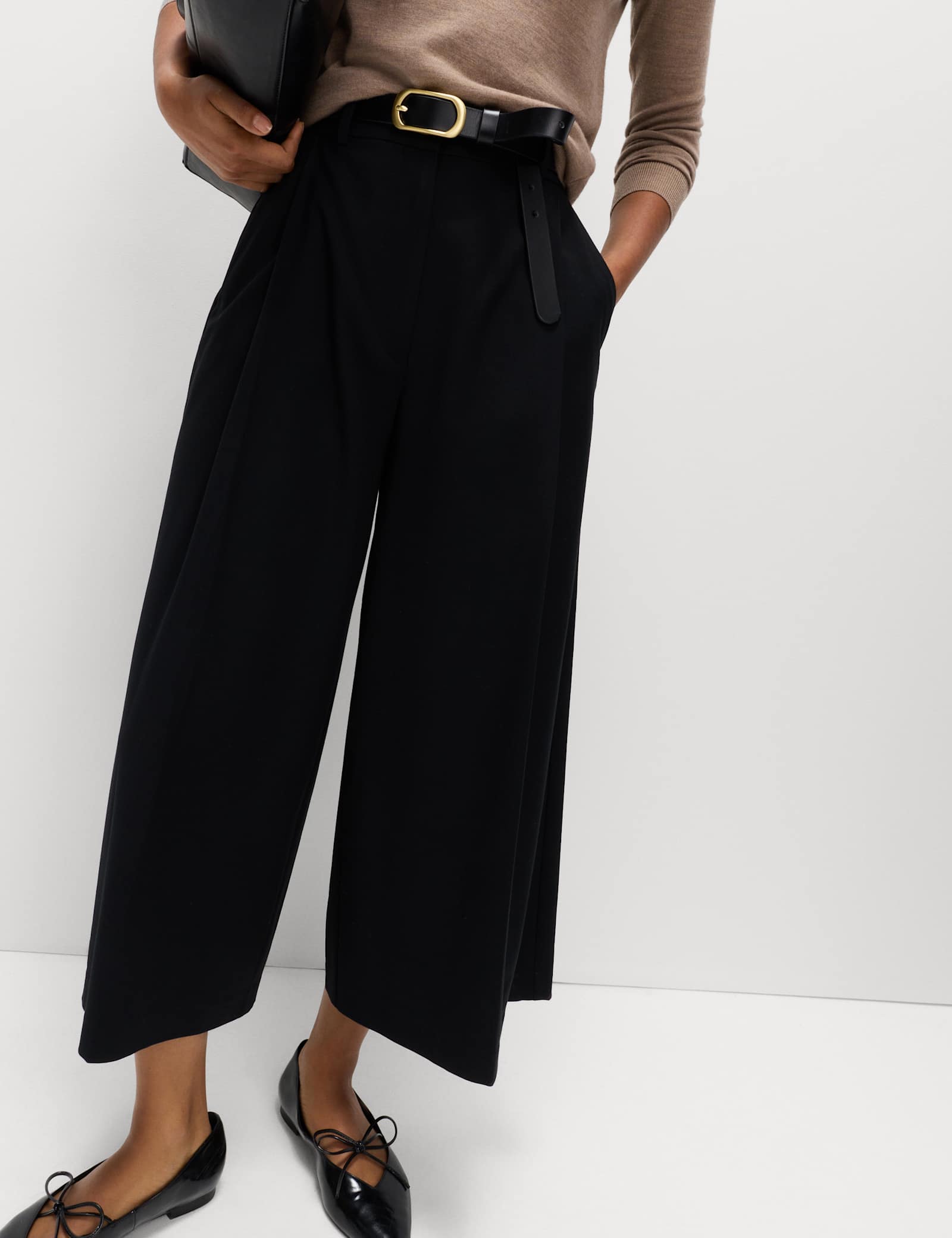 Woven Pleated Wide Leg Culottes - image 4