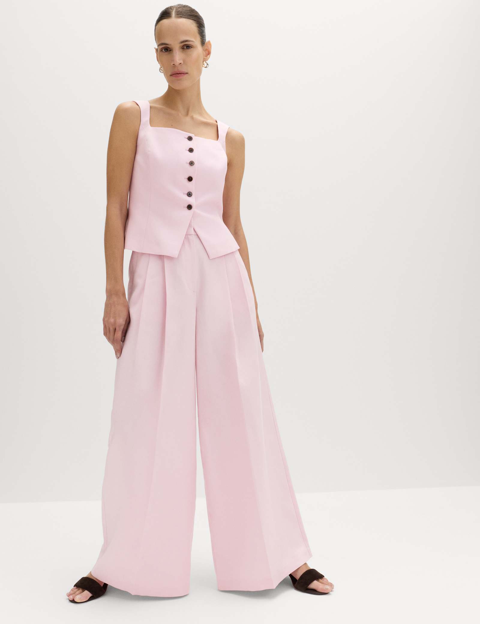 Tailored Strappy Cropped Waistcoat with Linen - image 5