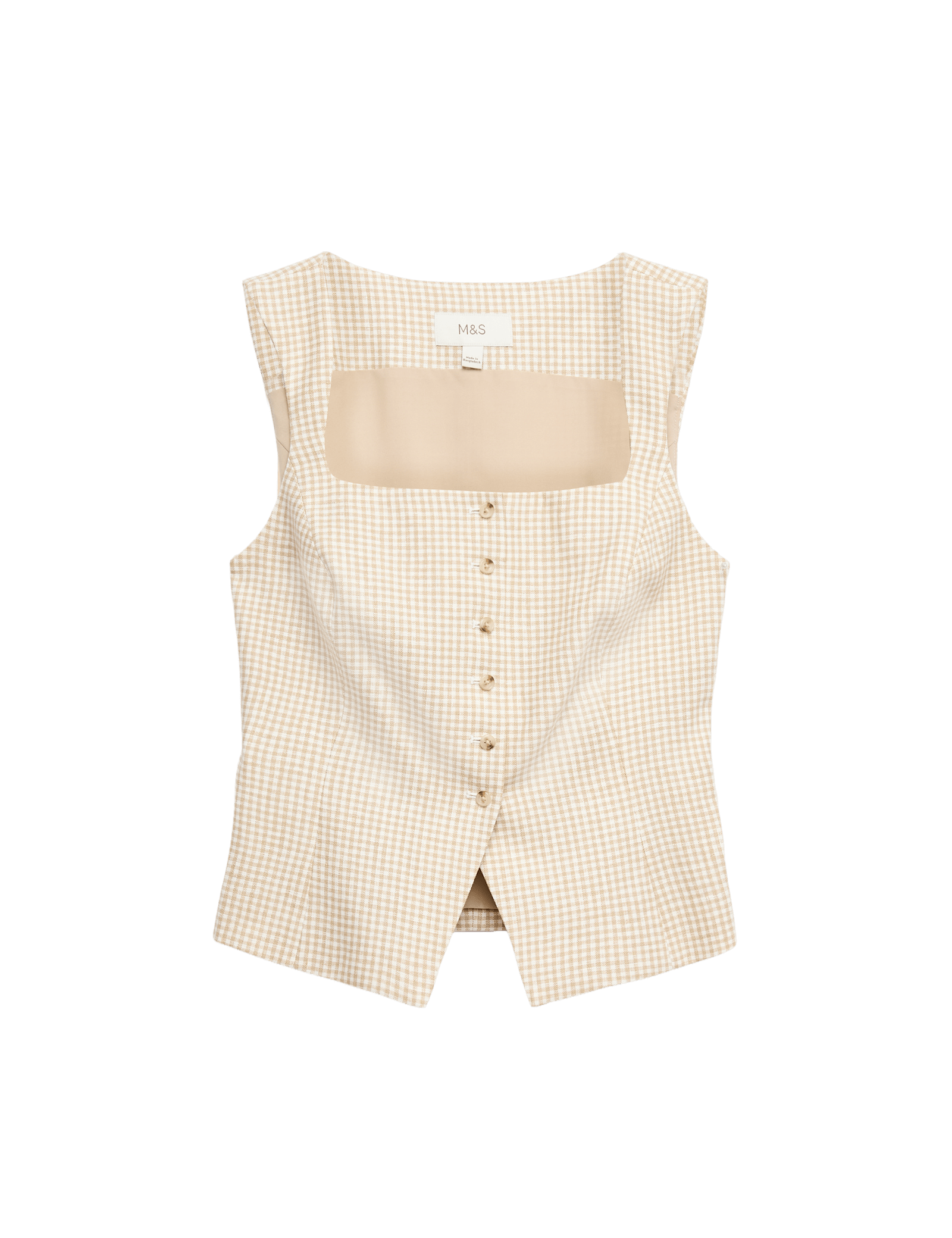 Pure Linen Gingham Waistcoat - image 3