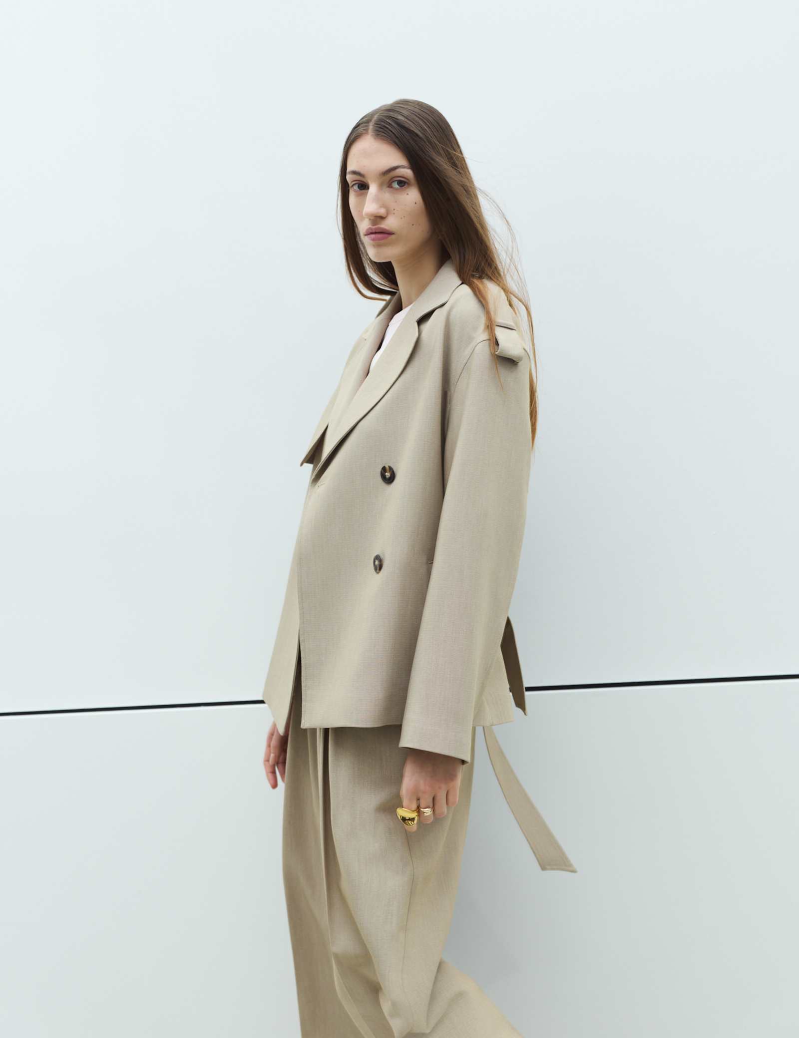 Belted Double Breasted Short Trench Coat - image 4
