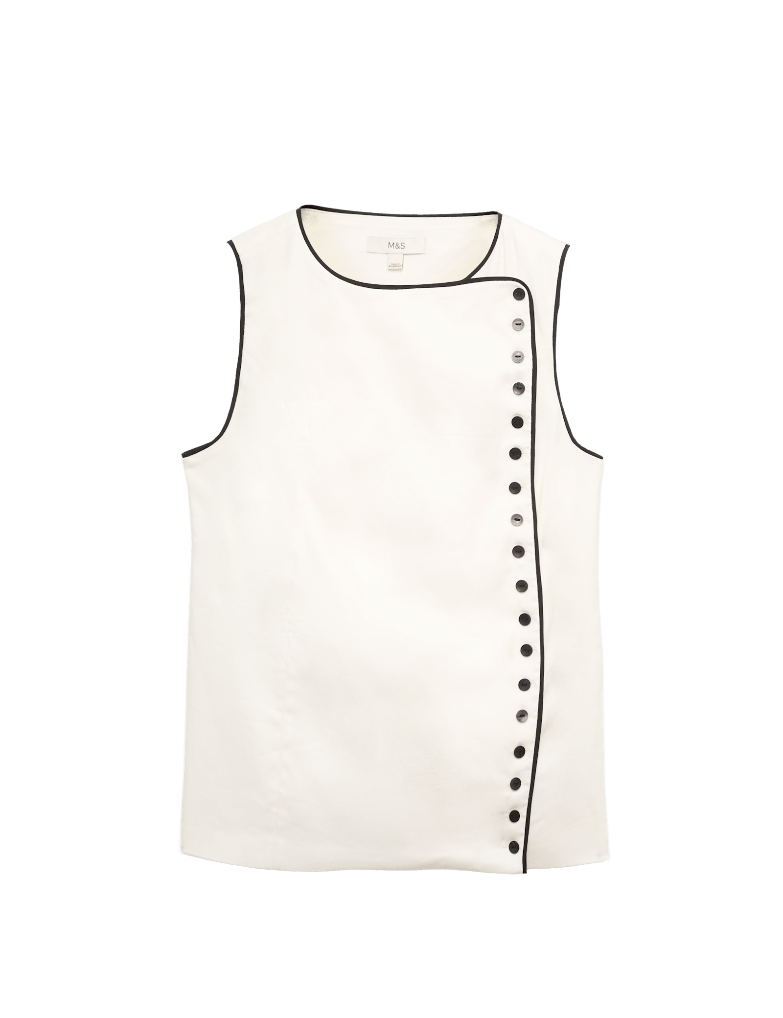 Linen Blend Contrast Piping Waistcoat - image 3