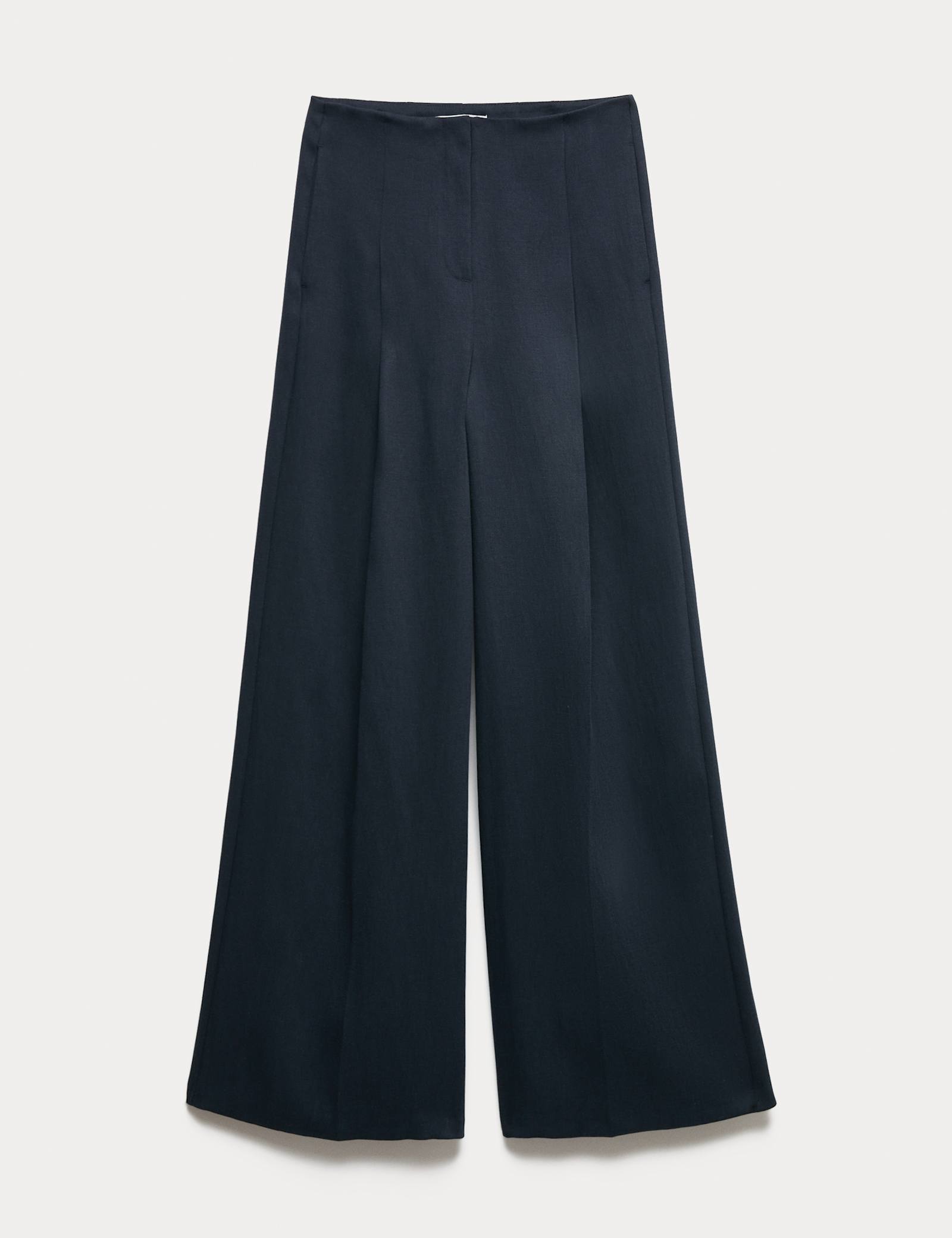 Single Pleat Wide Leg Trousers with Linen - image 2