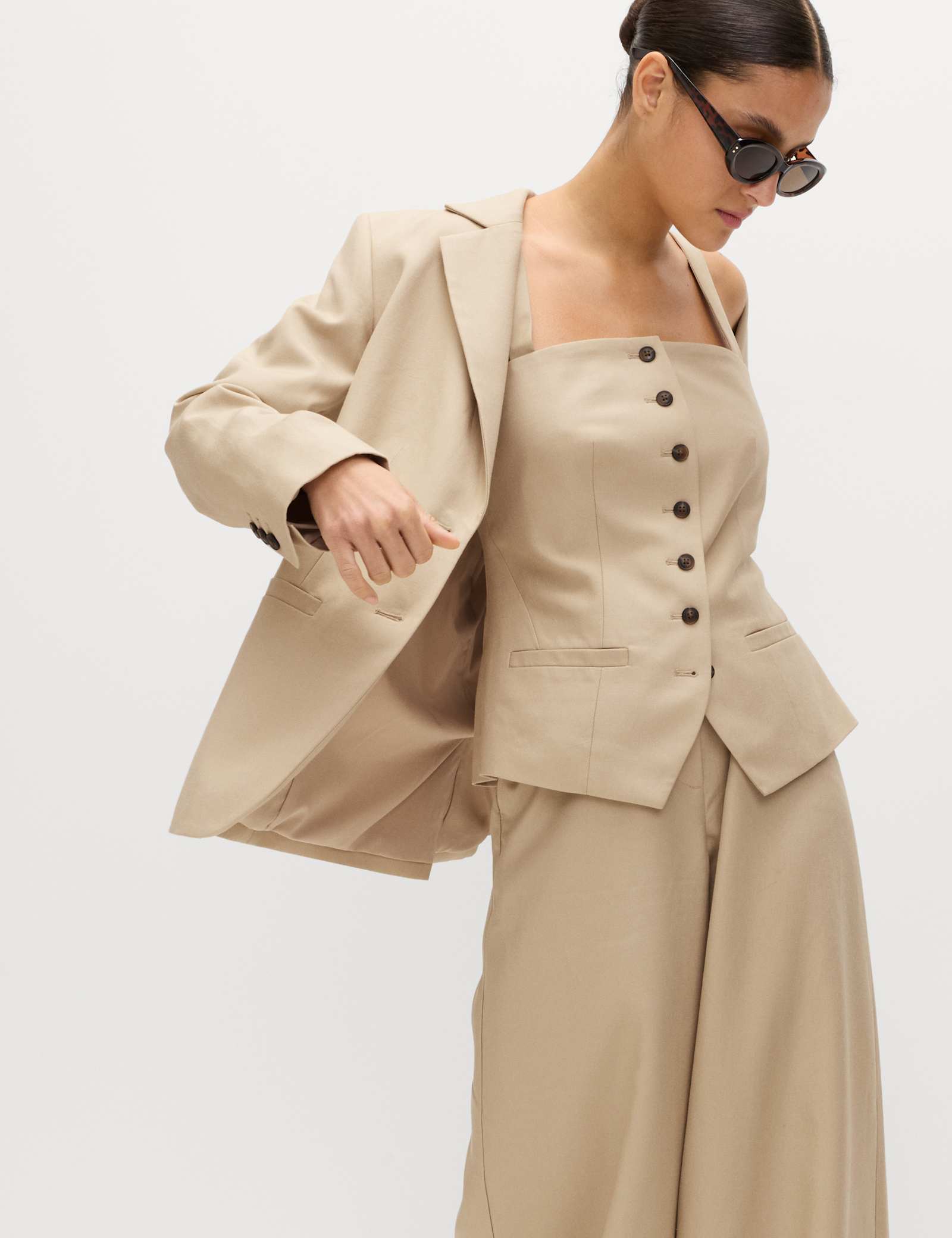 Lyocell Rich Square Neck Waistcoat with Linen - image 4
