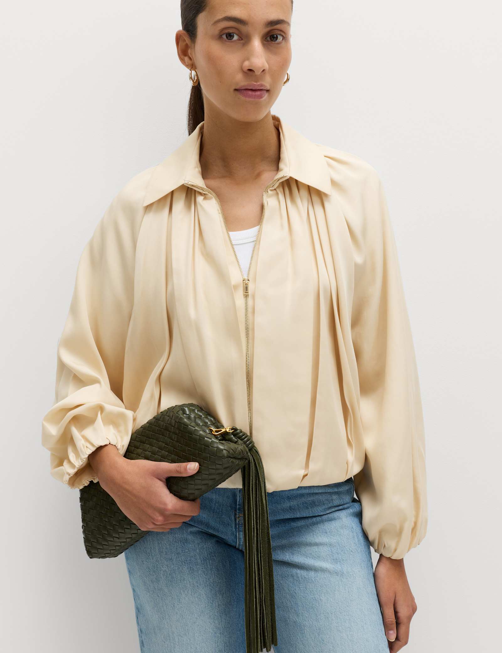 Pure Lycocell Pleated Bomber Jacket - image 2
